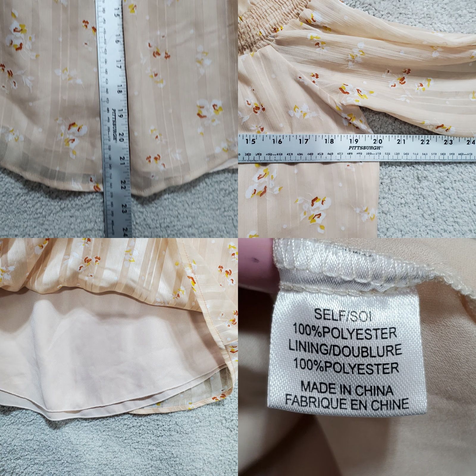 Vintage WAYF Clothing Blouse Women's Medium Off The Shoulder Pink Floral 100% Polyester Blouse Modern Womens Blouse Size M / US 6-8 / IT 42-44 - 8 Thumbnail