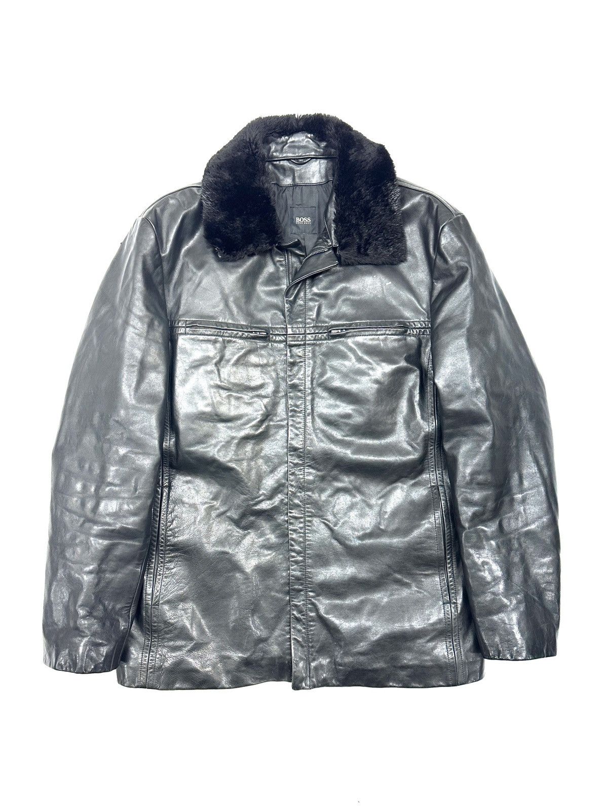 Hugo Boss Hugo Boss Vintage Black Chiron Leather Jacket Y2K size L Size US L / EU 52-54 / 3 - 1 Thumbnail