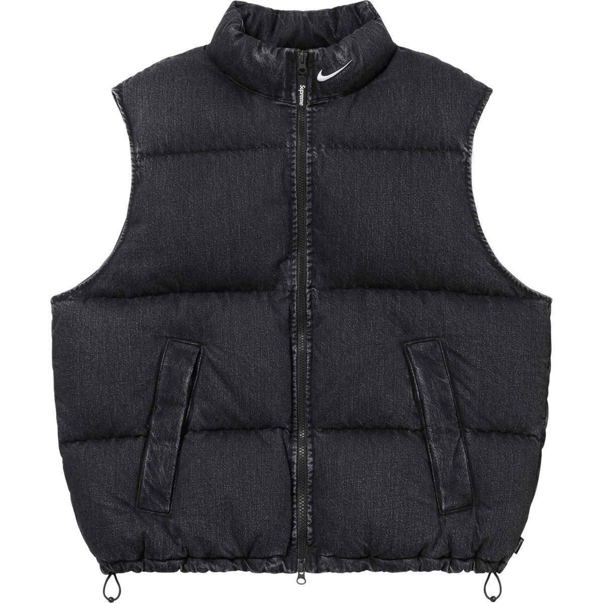 image of Nike Denim Puffer Vest in Black, Men's (Size XL)