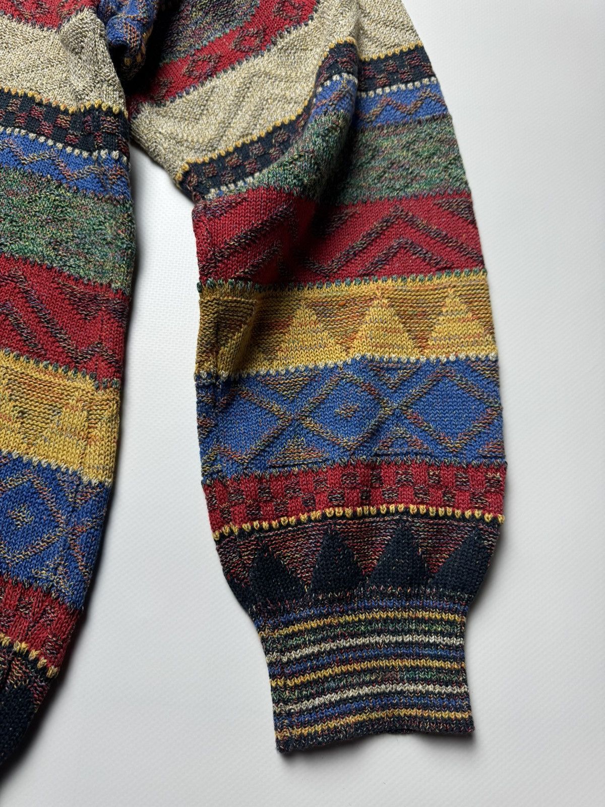 Japanese Brand Vintage 90s Italian Geometric Knit Sweater - Multi-pattern Size US L / EU 52-54 / 3 - 6 Thumbnail