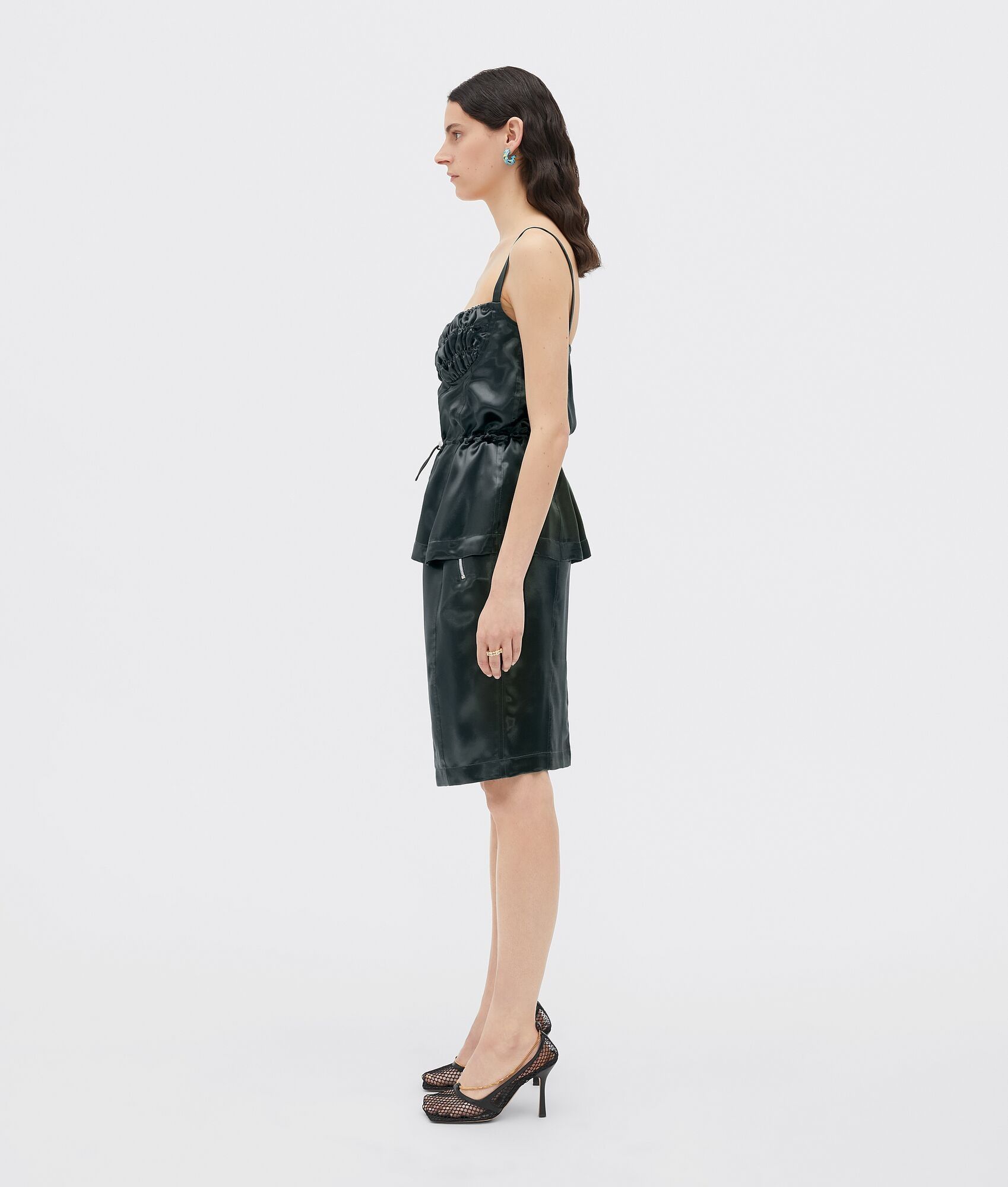 Bottega Veneta o1n1vont0225 Mini Dress in Dark Green Size S / US 4 / IT 40 - 2 Thumbnail