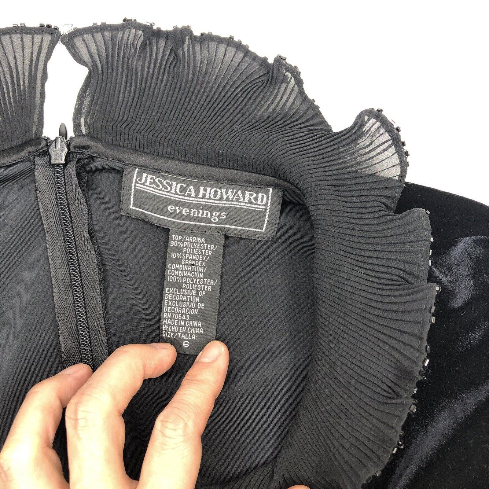 Other Vtg Y2K Jessica Howard Black Velvet Top Sz 6 Surplice V Neck Size M / US 6-8 / IT 42-44 - 4 Thumbnail