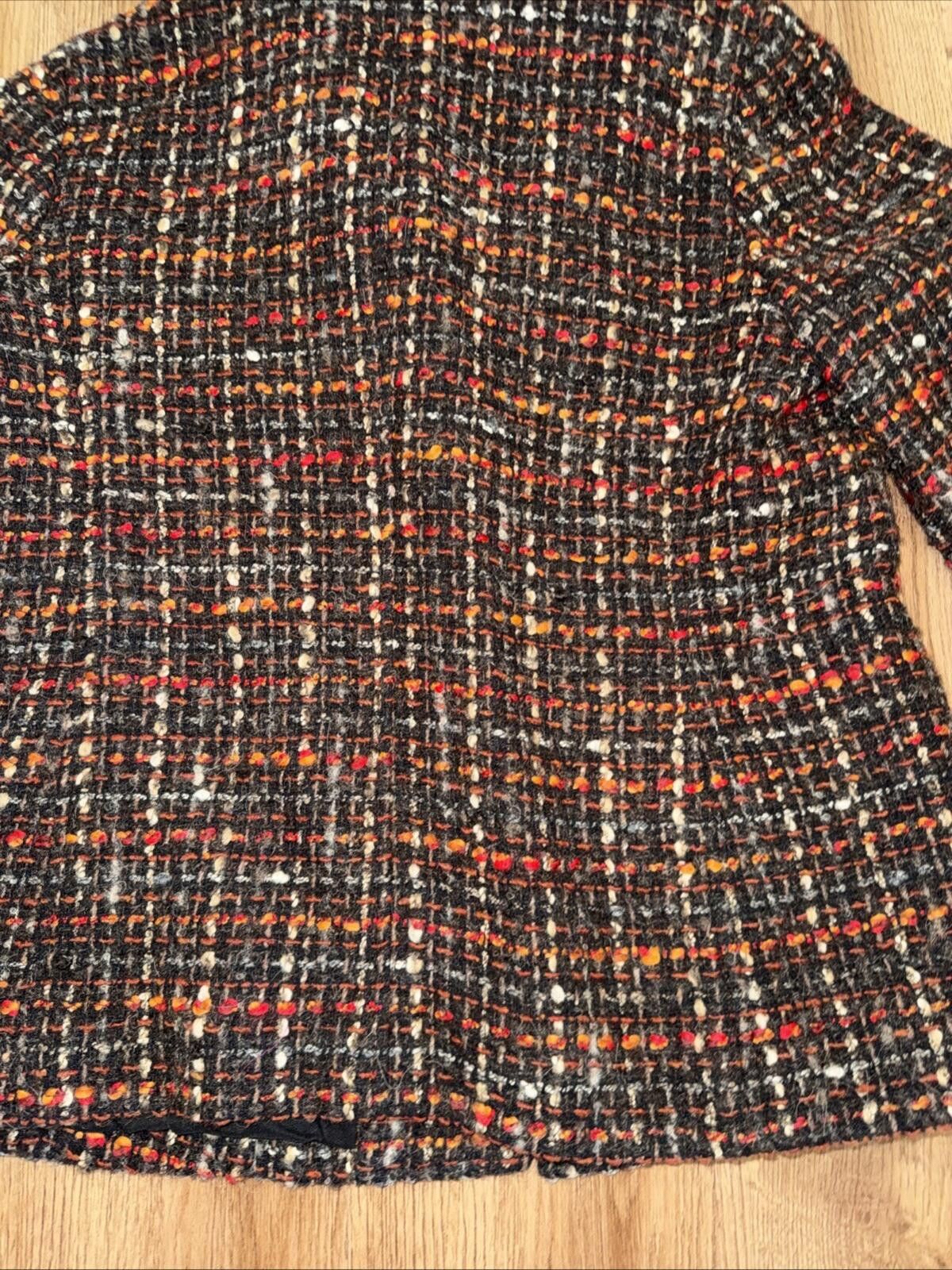 Other J. Jill Women Black Tweed Cotton Wool 3 Button Lined Jacket Size L / US 10 / IT 46 - 7 Thumbnail