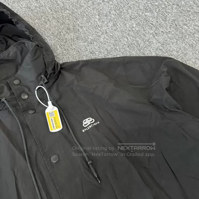 Balenciaga Balenciaga Black Hooded Single Breasted Windbreaker Jacket Size US S / EU 44-46 / 1 - 5 Thumbnail