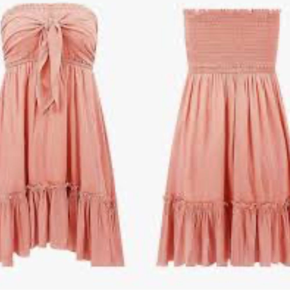 Other Elegant Peach Strapless Mini Dress Size S / US 4 / IT 40 - 2 Thumbnail