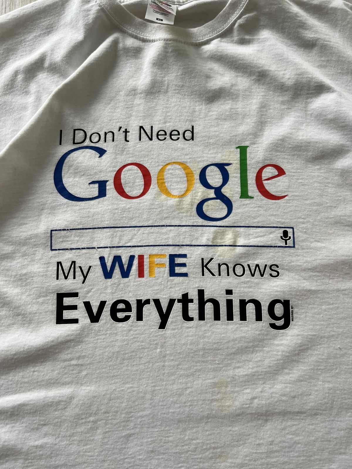 Vintage I Dont Need Google My Wife Know Everething Humor T-Shirt Size US XL / EU 56 / 4 - 7 Thumbnail