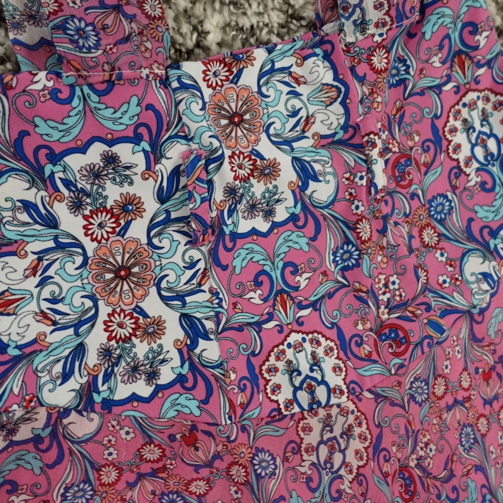 Vintage BISOU BISOU Dress Womens Maxi Sleeveless Floral Ruffles Boho VTG Pink Square Neck Long Casual Party/Cocktail Travel Size M / US 6-8 / IT 42-44 - 4 Thumbnail