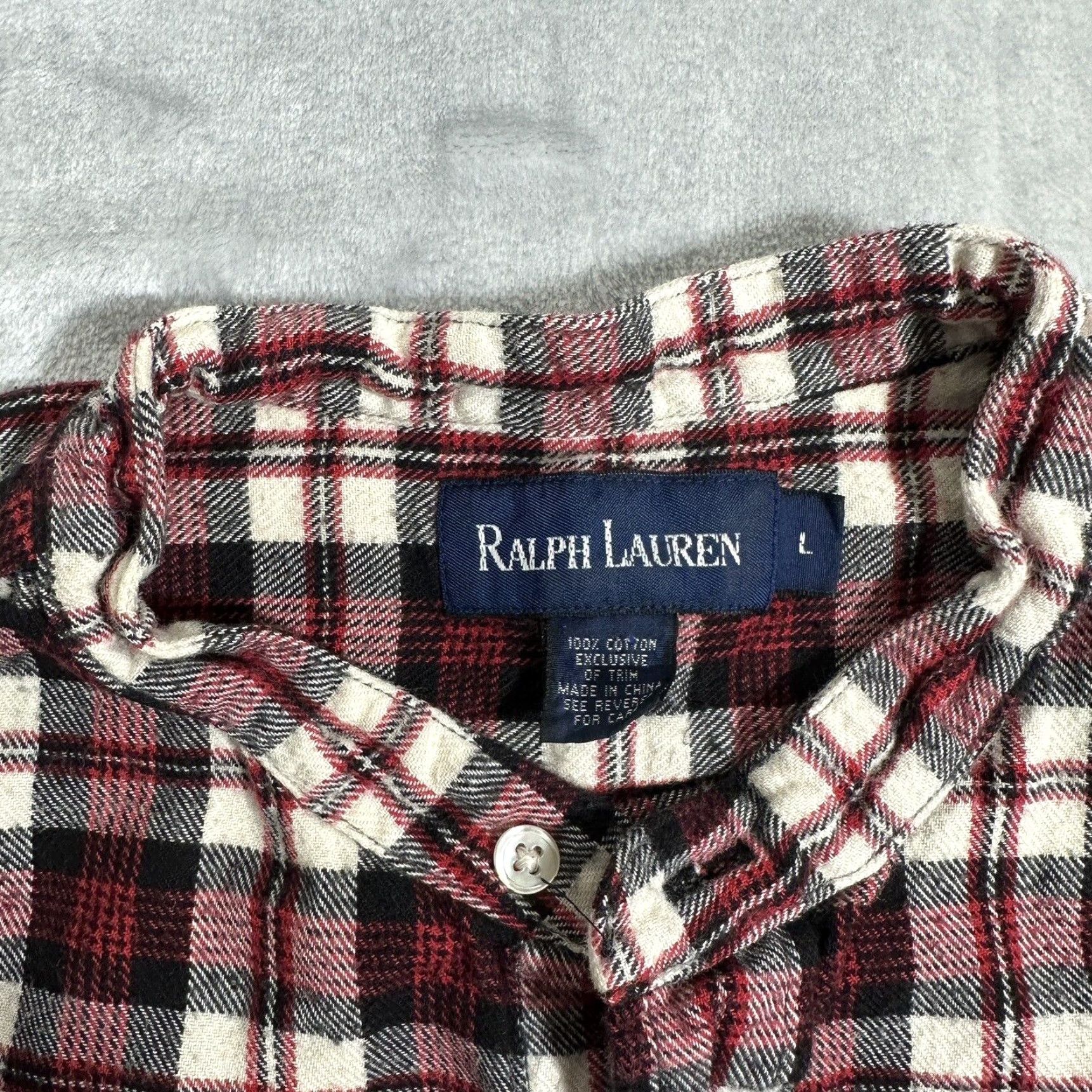 Ralph Lauren VINTAGE Ralph Lauren Polo Shirt Men's Large Plaid Red White 3/4 Sleeve Cotton Flannel Button-Up Logo Classic Polo Shirt Mens Size US L / EU 52-54 / 3 - 2 Thumbnail