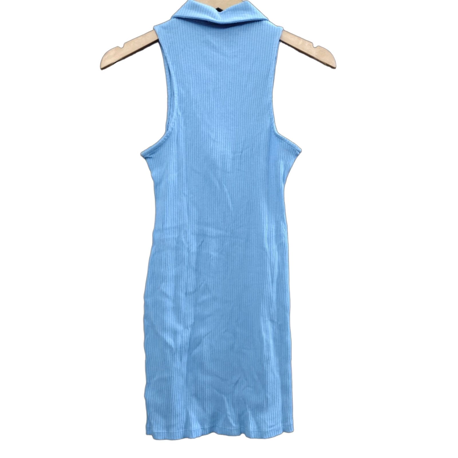 Vintage Wild Fable Blue Sleeveless Zip-Front Bodycon Polo Dress Women S Size S / US 4 / IT 40 - 1 Thumbnail