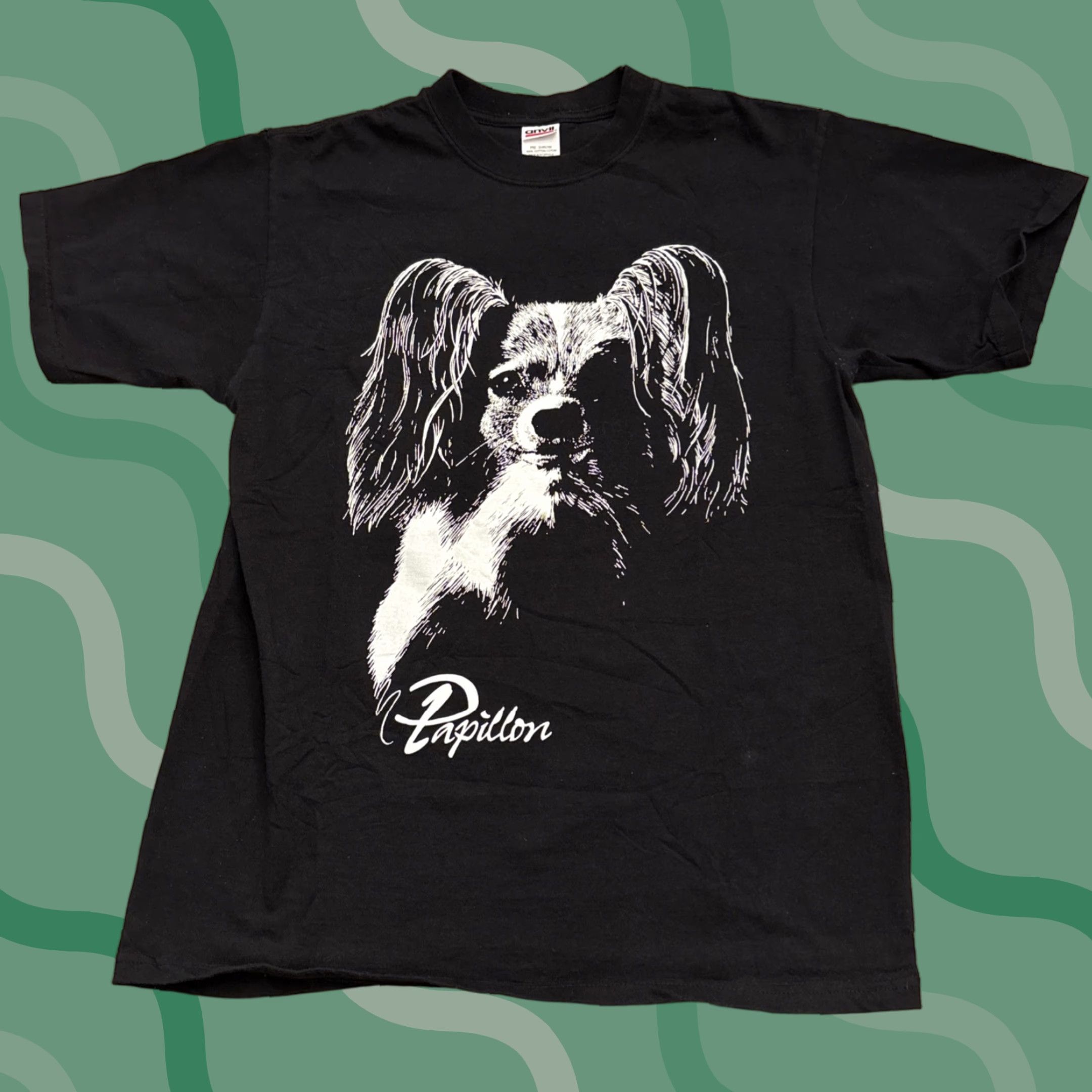 Hanes VINTAGE Hanes 90s Papillon T-Shirt Adult Large Black Dog Toy Spaniel Mens Size US L / EU 52-54 / 3 - 1 Thumbnail