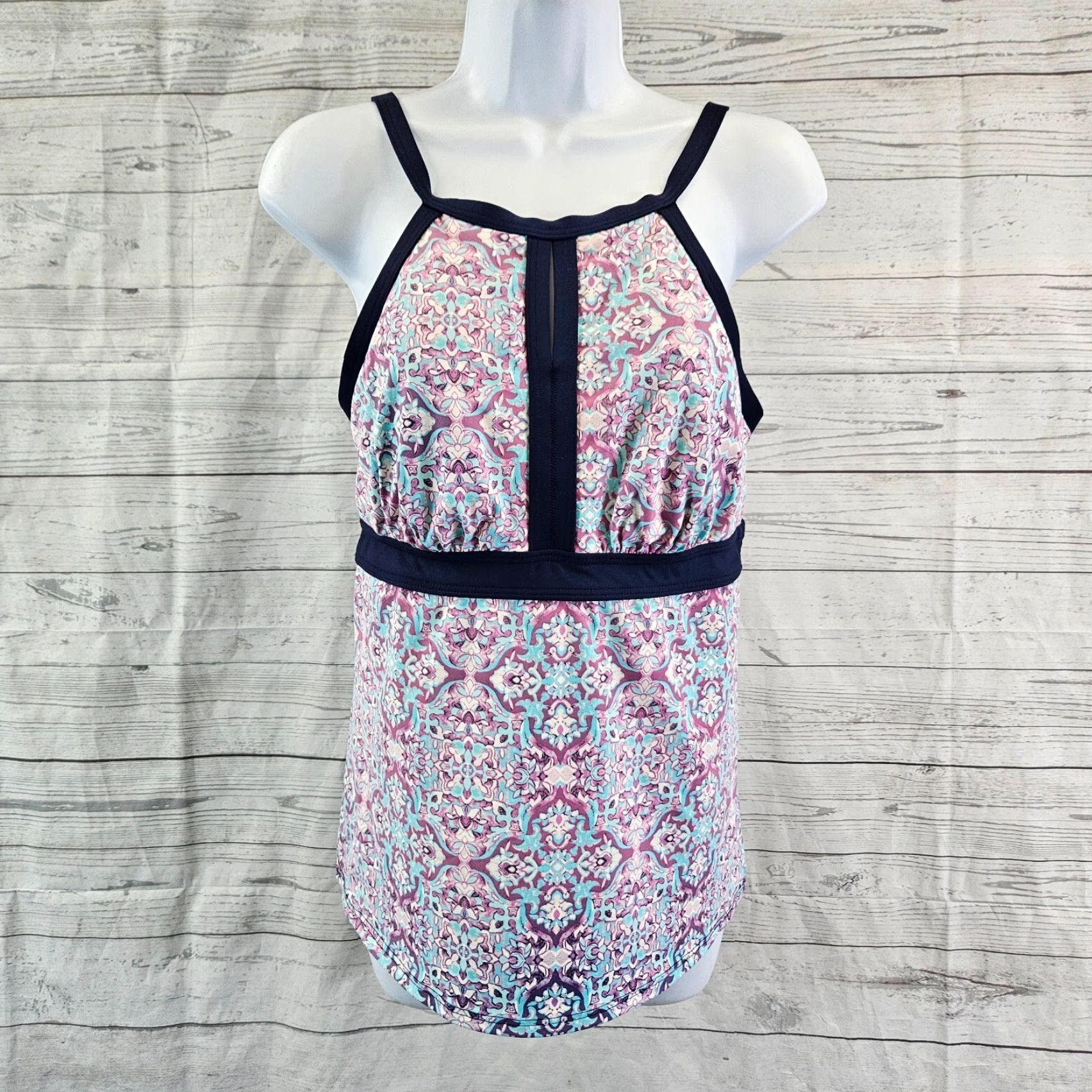 Lands' End Lands End Tankini Womens Sz 8 D Purple Blue Printed Size ONE SIZE - 2 Thumbnail