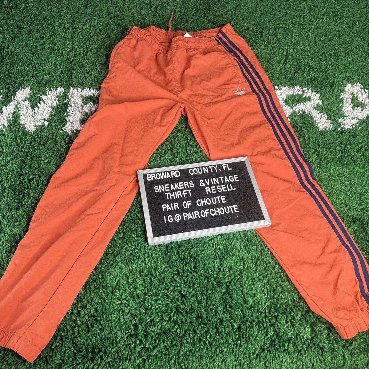 Adidas Adidas Originals Woven 3 Stripe Pants Orange & Navy Size US 34 / EU 50 - 2 Thumbnail