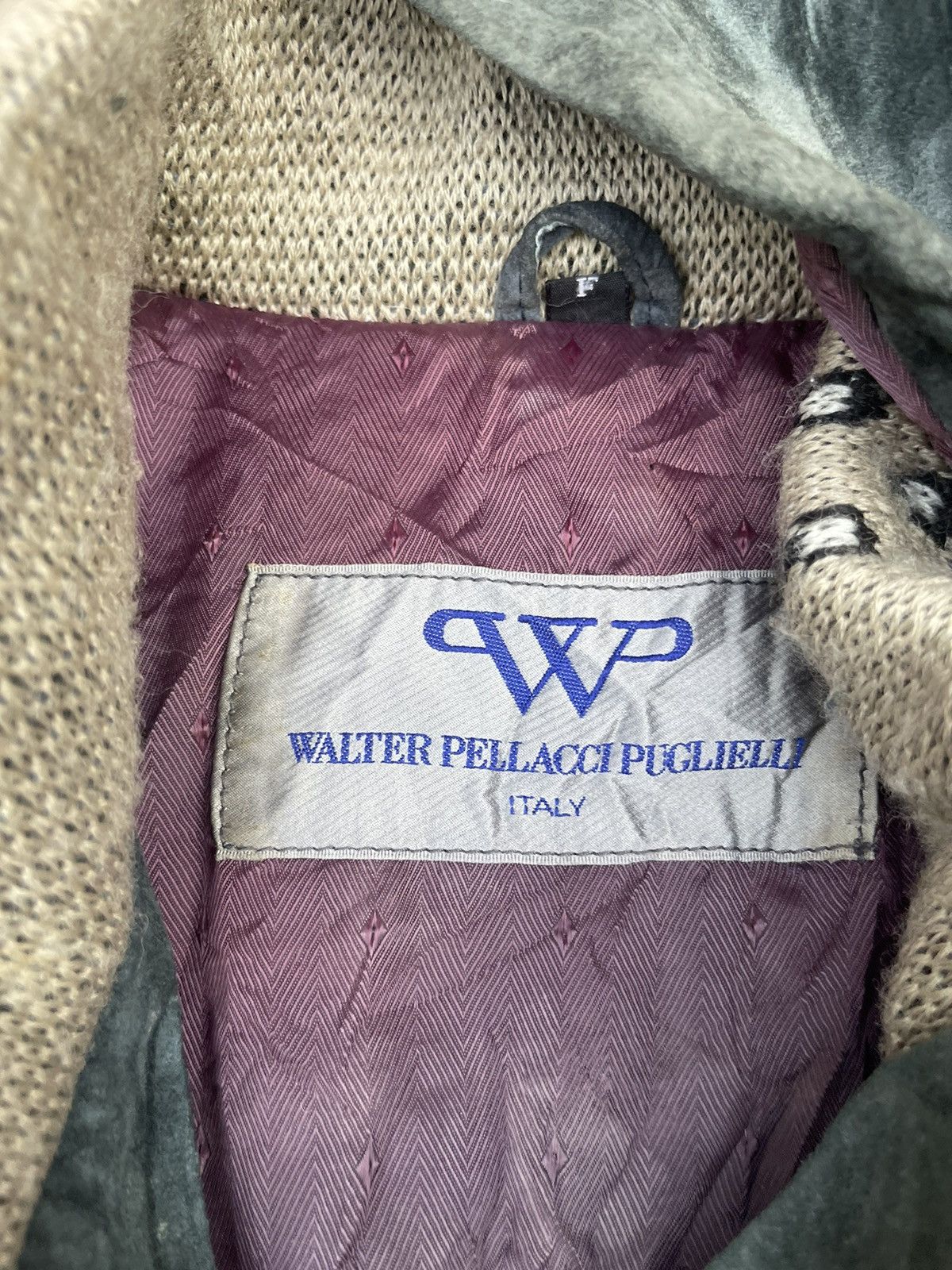 Handmade WALTER PELLACCI PUGLIELLI ITALY LEATHER/KNIT ALL OVERPRINT Size US S / EU 44-46 / 1 - 3 Thumbnail