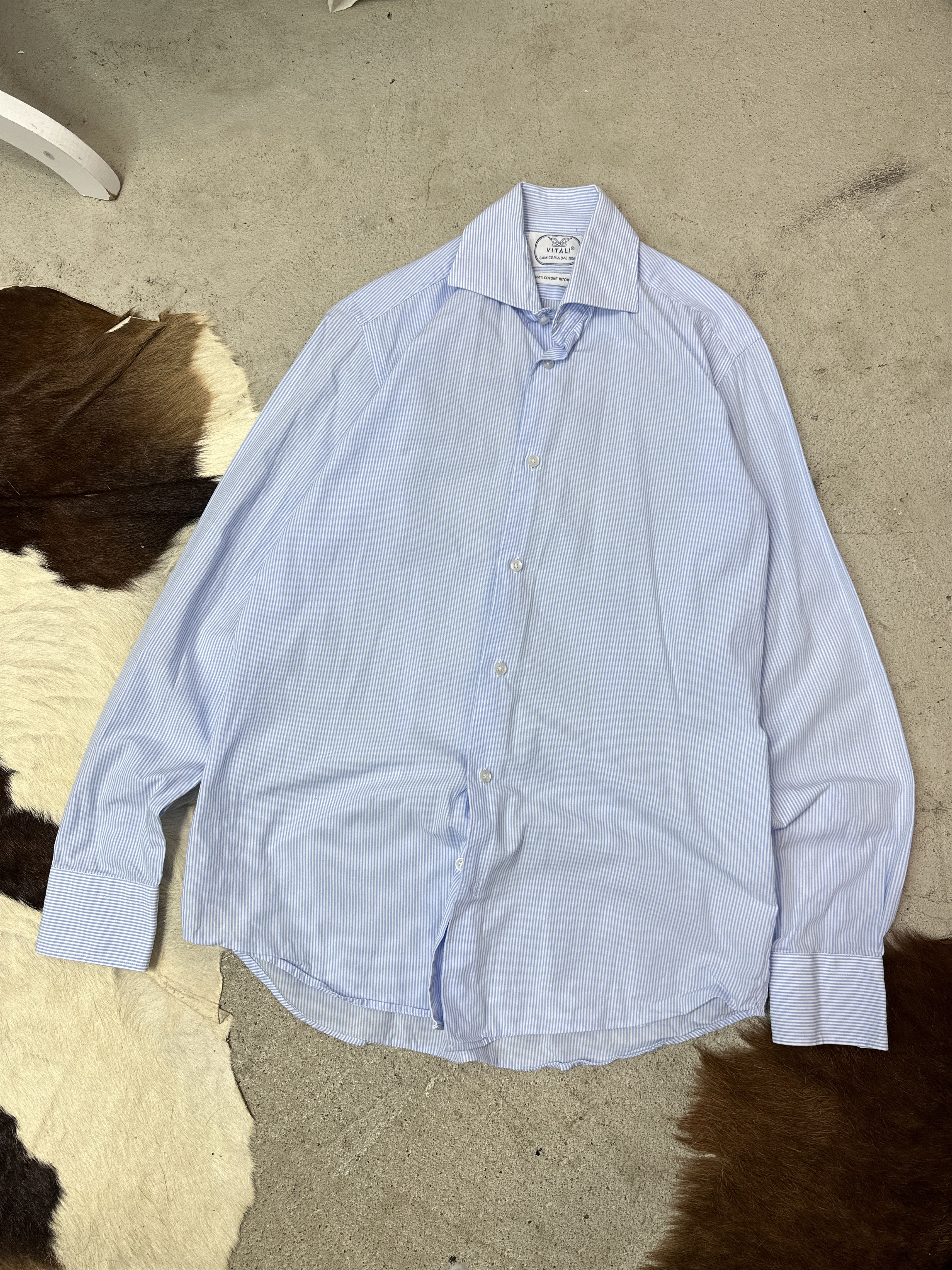 Vintage Vintage Striped Button Up Vitali Camiceria Sartorial Shirt Size US S / EU 44-46 / 1 - 1 Thumbnail