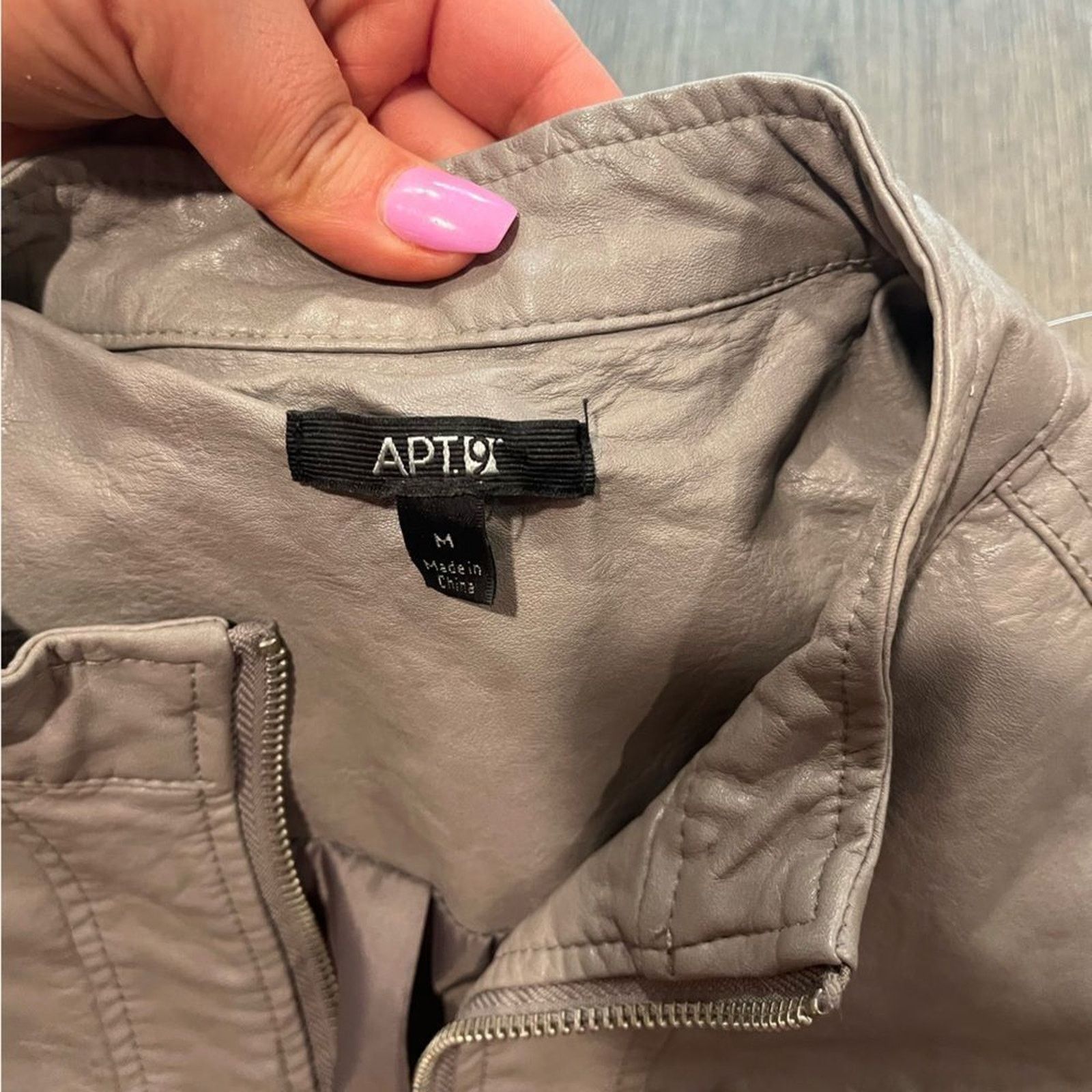 Apt. 9 Apt 9 Taupe Faux Leather Motorcycle Jacket Size M Size M / US 6-8 / IT 42-44 - 5 Thumbnail