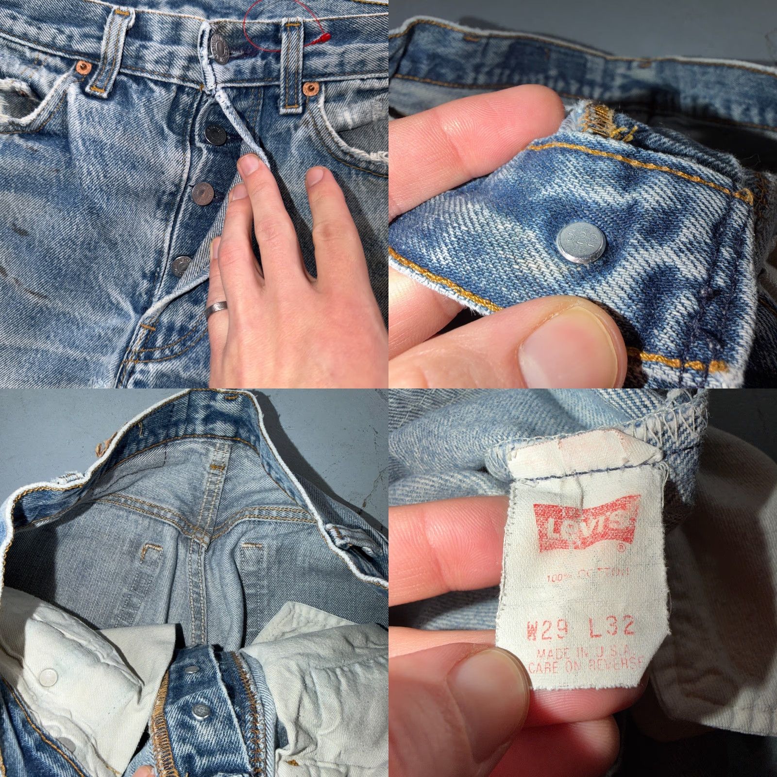 Levi's VINTAGE Levi's 501 Jeans Men USA 90s Light Blue 29x32 Straight Classic 5-Pocket Denim Cotton Size US 29 - 9 Thumbnail
