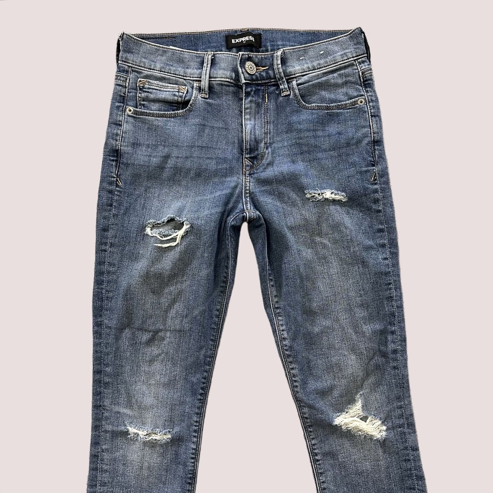 Express Express Jeans Womens 0 26x26 Mid Rise Cropped Jeggings Raw Hem Stretch Denim Jeans Shirt? Size 26" / US 2 / IT 38 - 1 Thumbnail