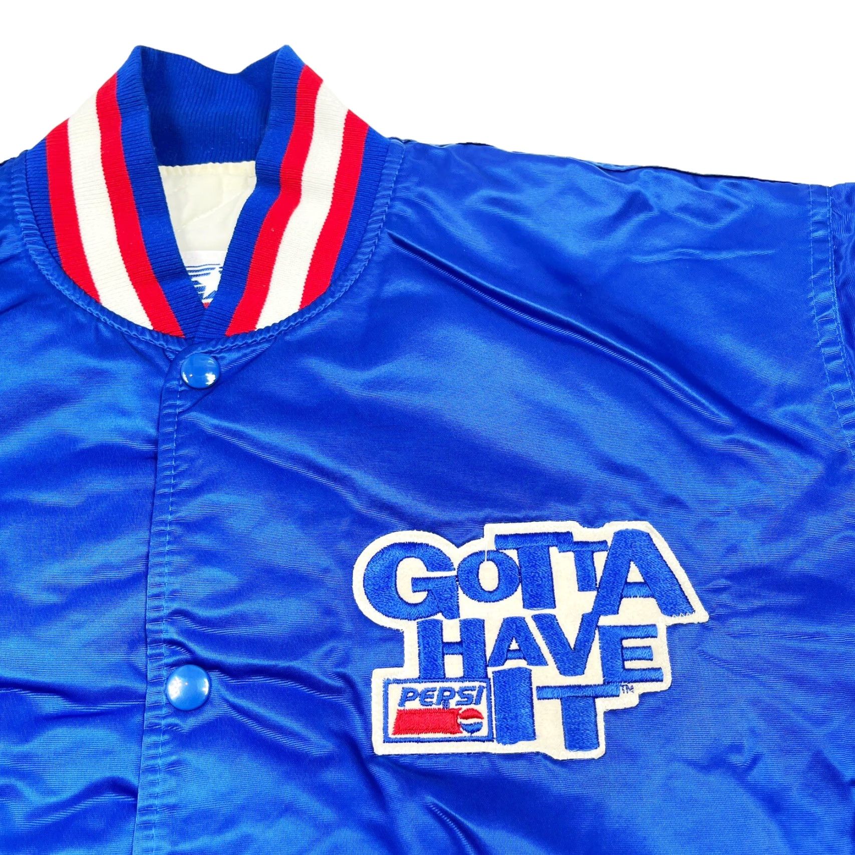 Starter VTG PEPSI “GOTTA HAVE IT” PROMO STARTER BOMBer JACKET MENS LARGE Satin Navy/Blue Nylon 80s 90s Vintage Baseball Starter Men Jacket Size US L / EU 52-54 / 3 - 3 Thumbnail