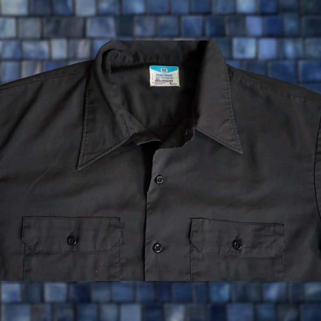 Vintage VTG 60s Big Mac Penneys Dark Green Grunge Crop Button Pocket Shirt Mens L Size US L / EU 52-54 / 3 - 1 Thumbnail