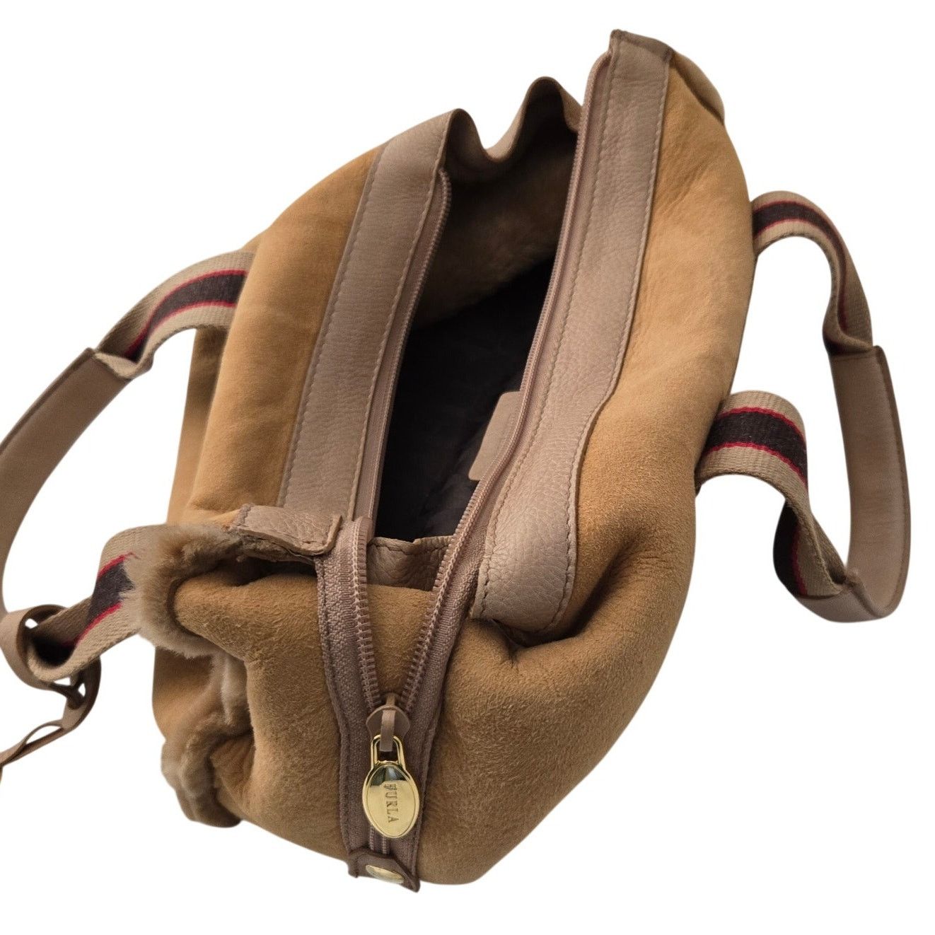 Furla NWOT Vintage Y2K Furla Carmel Suede Satchel With Dust Bag Size ONE SIZE - 8 Thumbnail