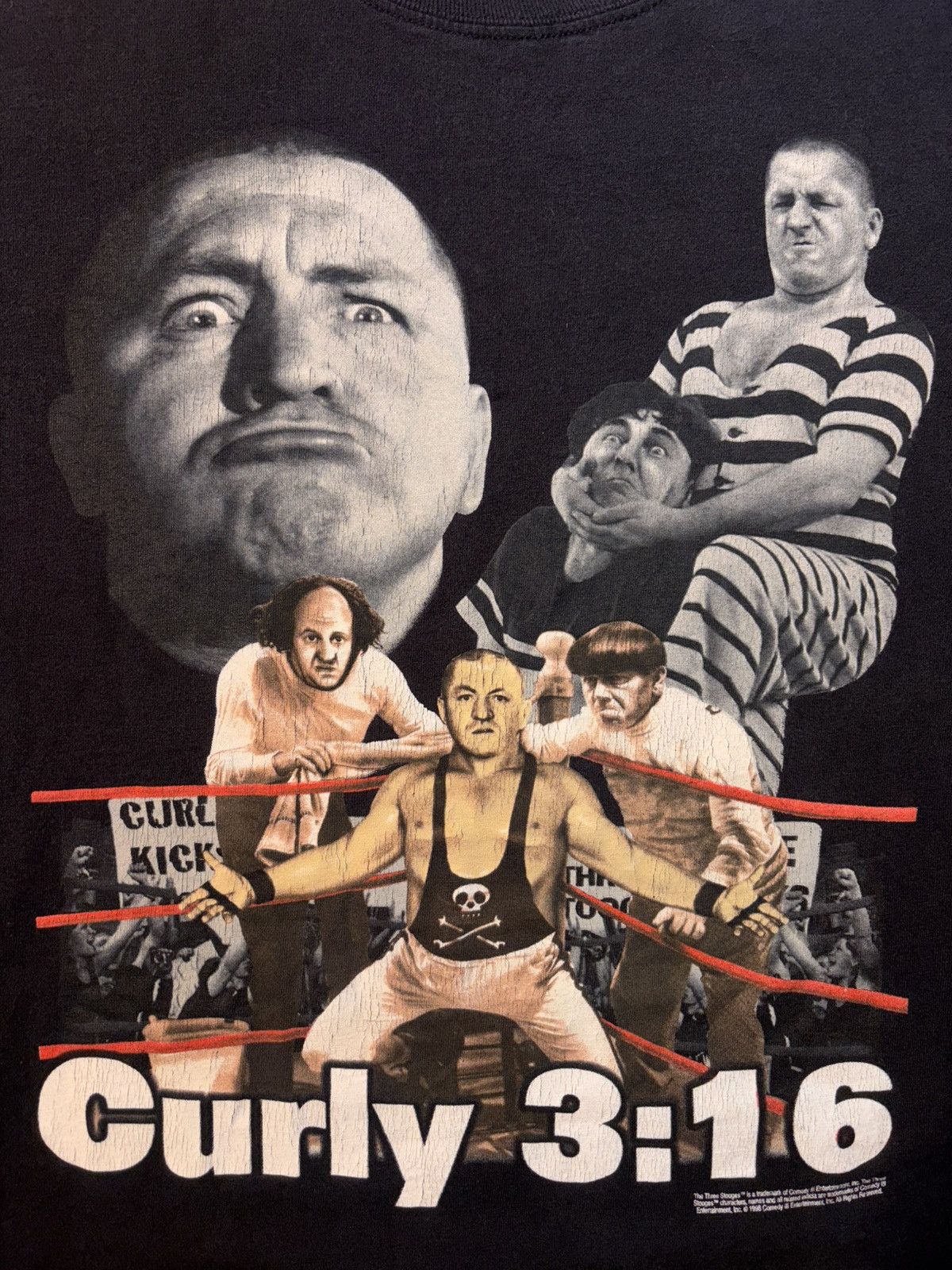 WWF Vtg Three Stooges Curly Stone Cold 316 WWF Parody 90’s USA Size US XL / EU 56 / 4 - 2 Thumbnail