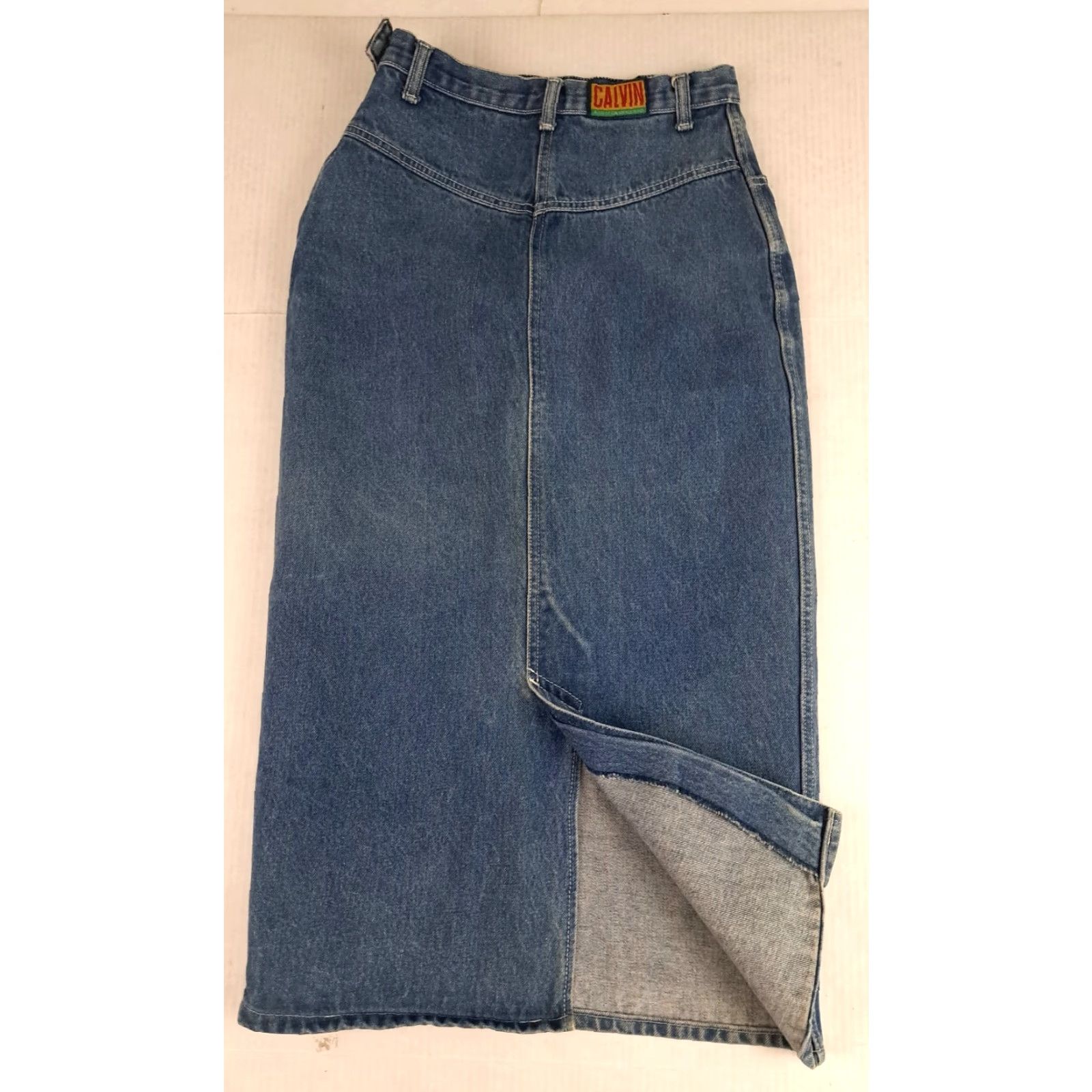 Calvin Klein VINTAGE Calvin Klein Skirt Women 32" Denim 90s Knee Length Flare Pockets Blue Regular 7/8 Size 28" / US 6 / IT 42 - 2 Thumbnail