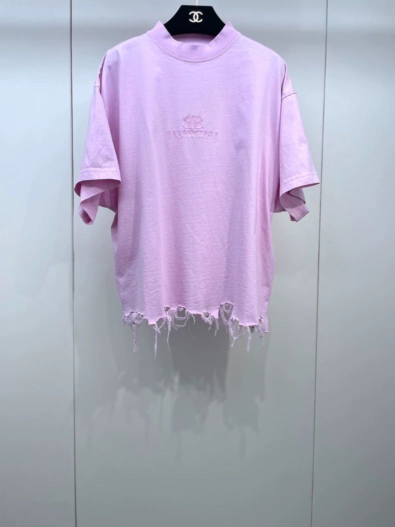 Balenciaga Pink Destruction Short Sleeve T-Shirt