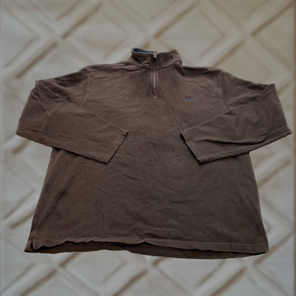 Chaps Chaps Jacket Mens 2XL Brown 1/4 Zip Pullover Solid Logo Cotton Windbreaker Short Coat Mens Size US XXL / EU 58 / 5 - 1 Thumbnail