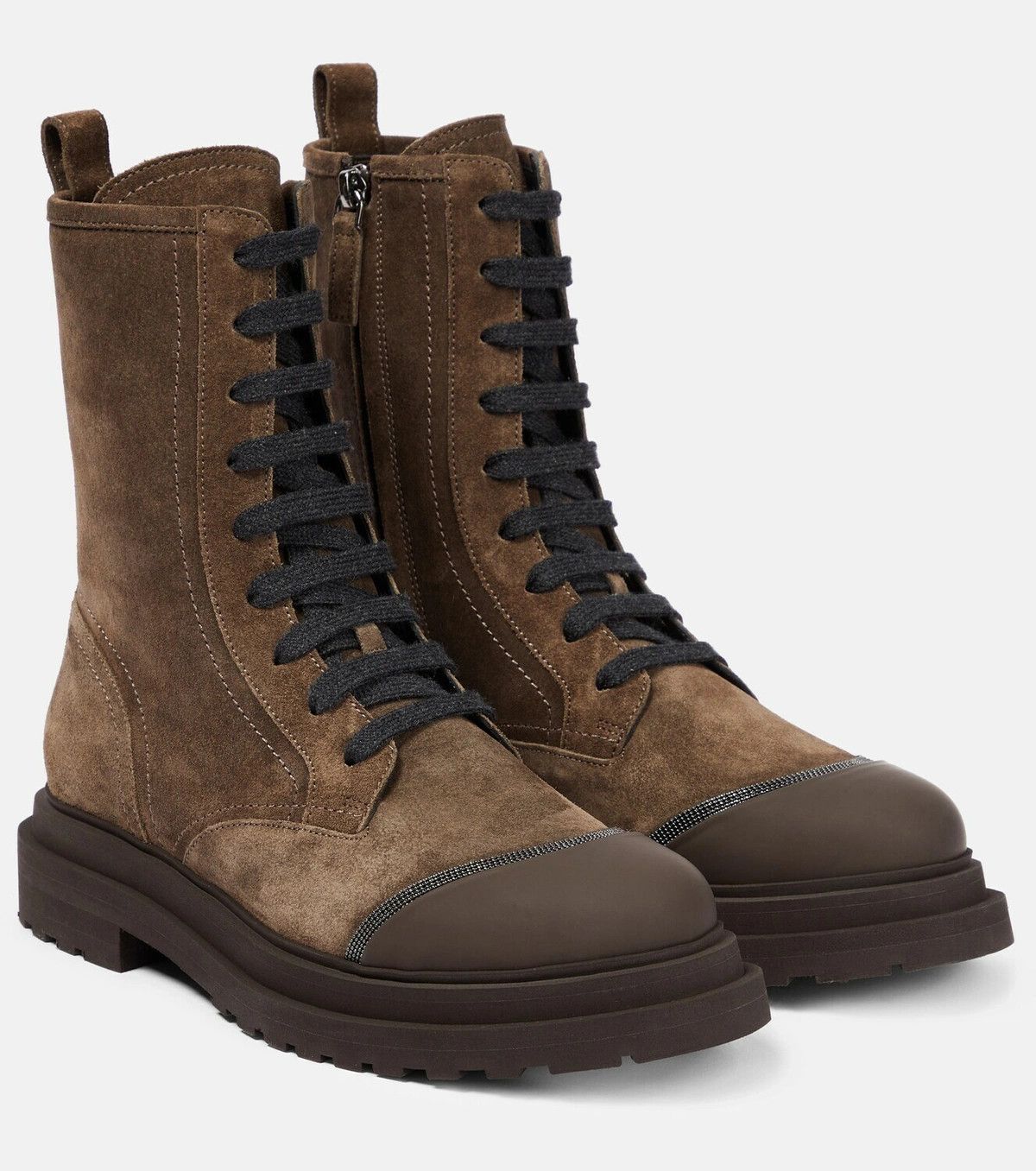 Brunello Cucinelli o1y0725 Ankle Boots in Dark Brown Size US 10 / IT 40 - 2 Thumbnail