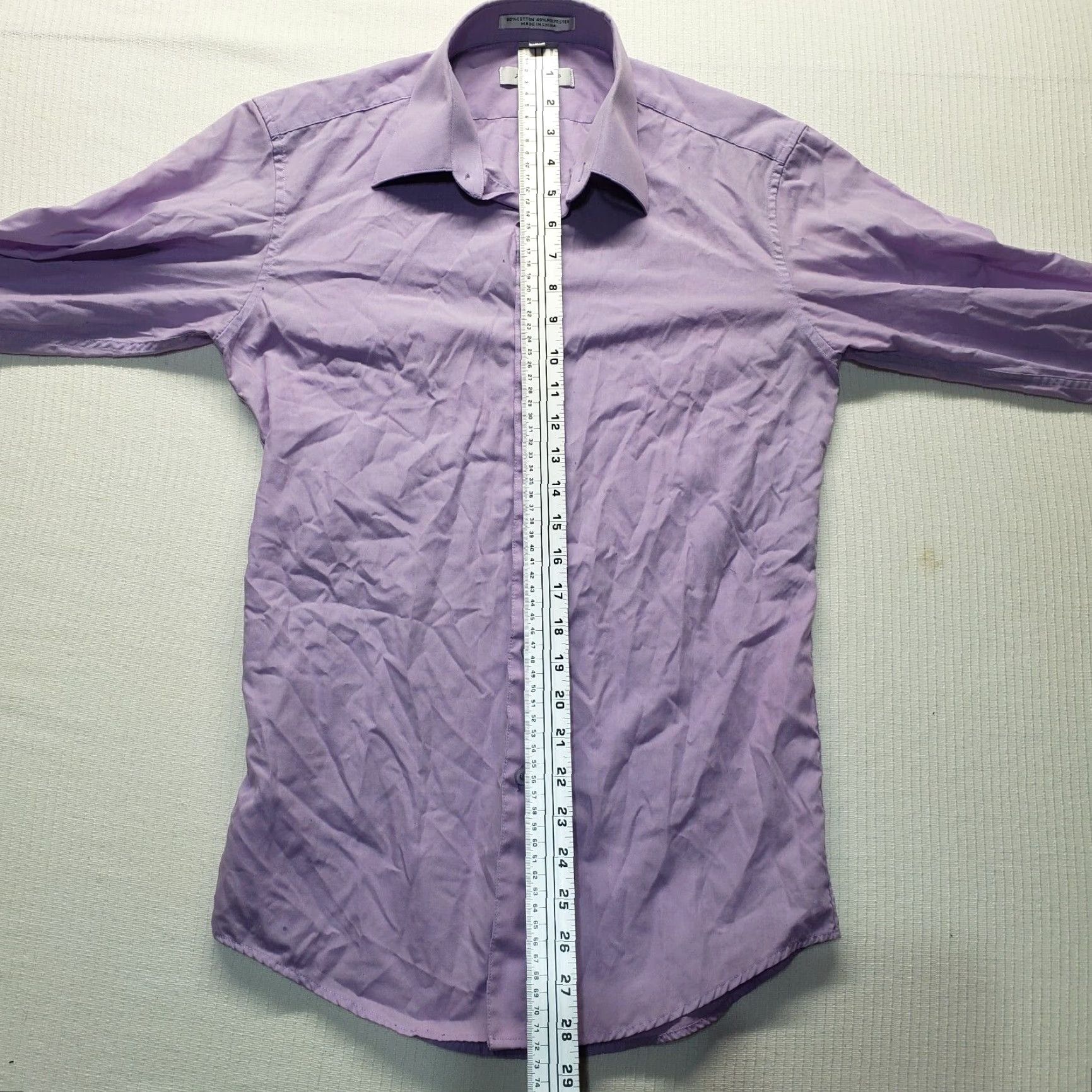 Vintage Amanti Dress Shirt Mens 14.5 32/33 Slim Button-Down Long Sleeve Solid Purple Shirt Size 36R - 7 Thumbnail