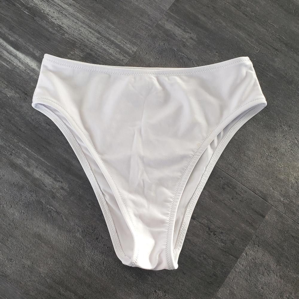 Designer White Metallic RELLECIGA High Waist Bikini Bottoms Size ONE SIZE - 1 Thumbnail