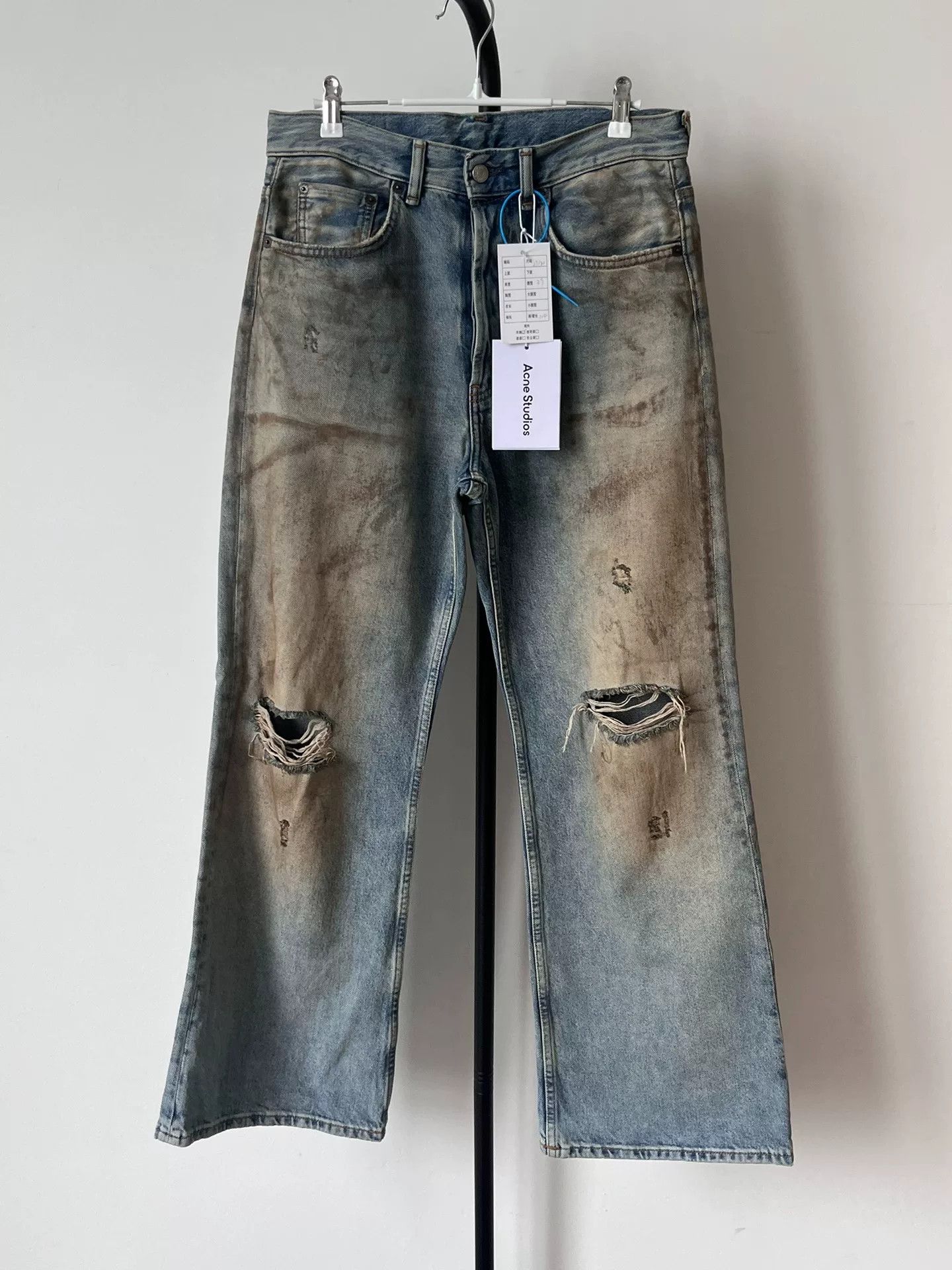 Acne Studios Acne Studios Blue Wide-Leg Denim Pants Size US 29 - 1 Thumbnail