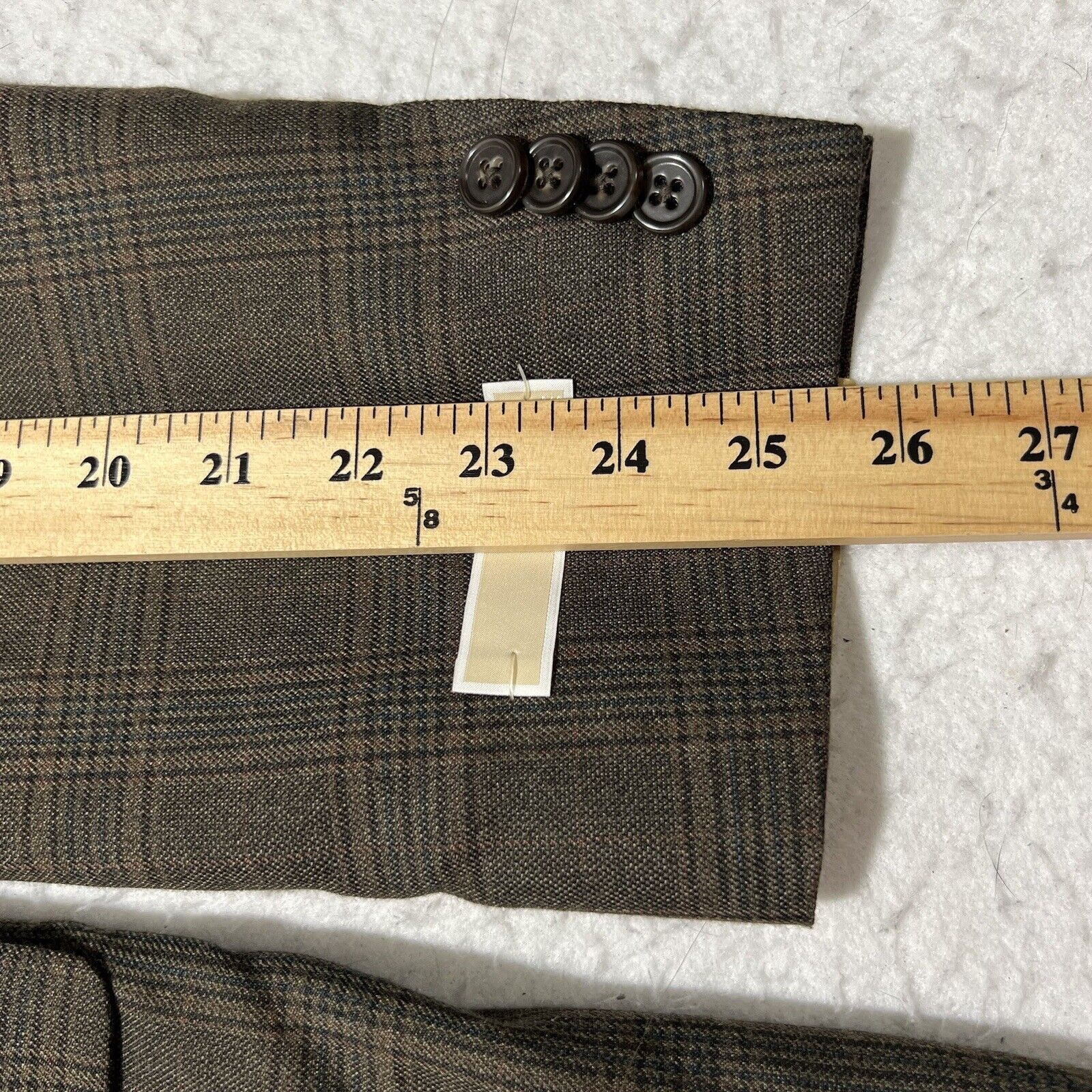 Michael Kors Michael Kors 44L Olive Green/Brown Windowpane Suit Jacket Size 44L - 10 Thumbnail
