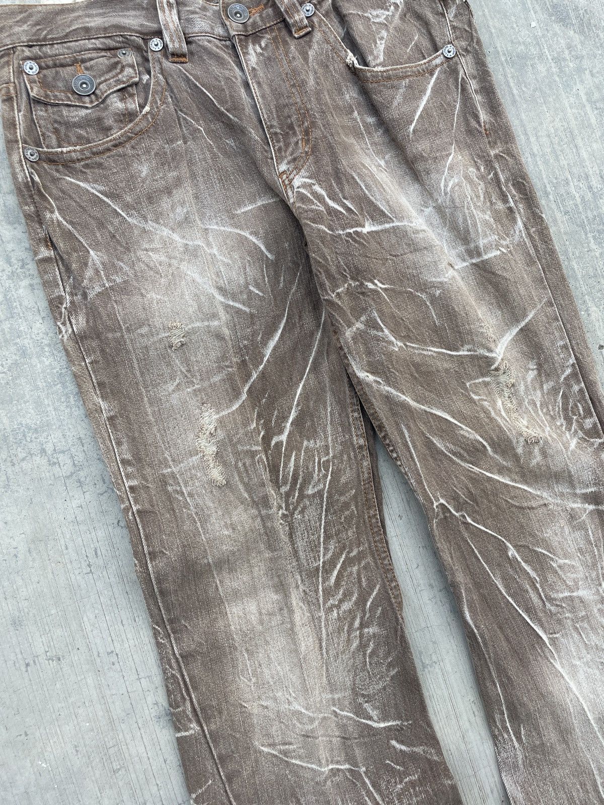 Japanese Brand 💥RARE💥 2000s JAPANESE ANTFUL CRAZY WHISKER SPIRAL FLARE JEAN Size US 30 / EU 46 - 2 Thumbnail
