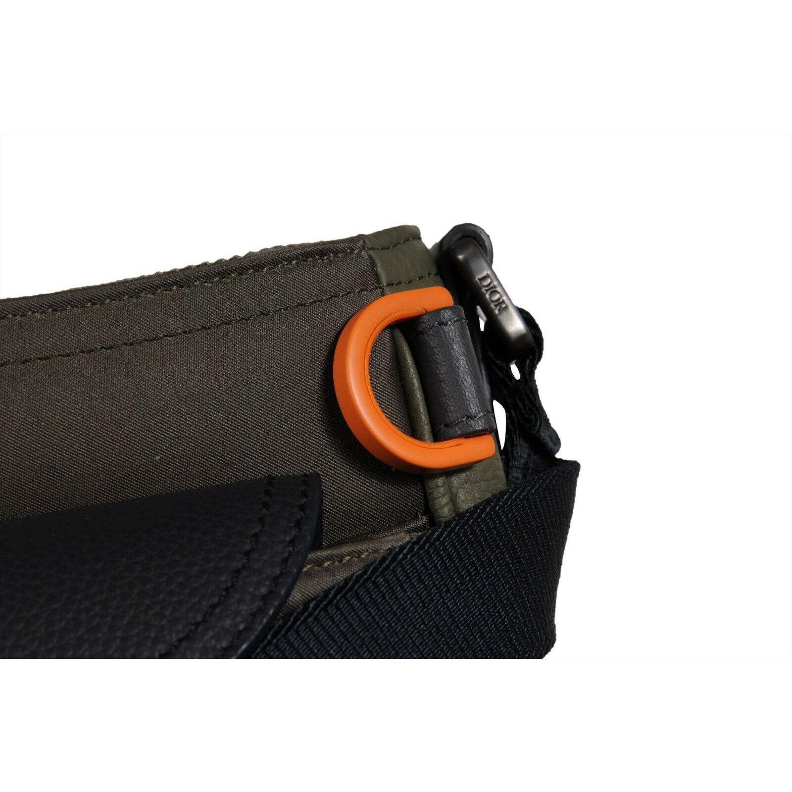 Dior × Sacai Saddle Messenger Bag Olive Green Navy Blue Leather - 02268 Size ONE SIZE - 3 Thumbnail