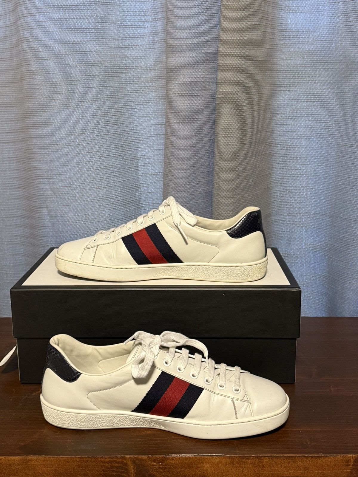 Gucci Gucci Ace Leather Sneaker - White Size US 10 / EU 43 - 2 Thumbnail