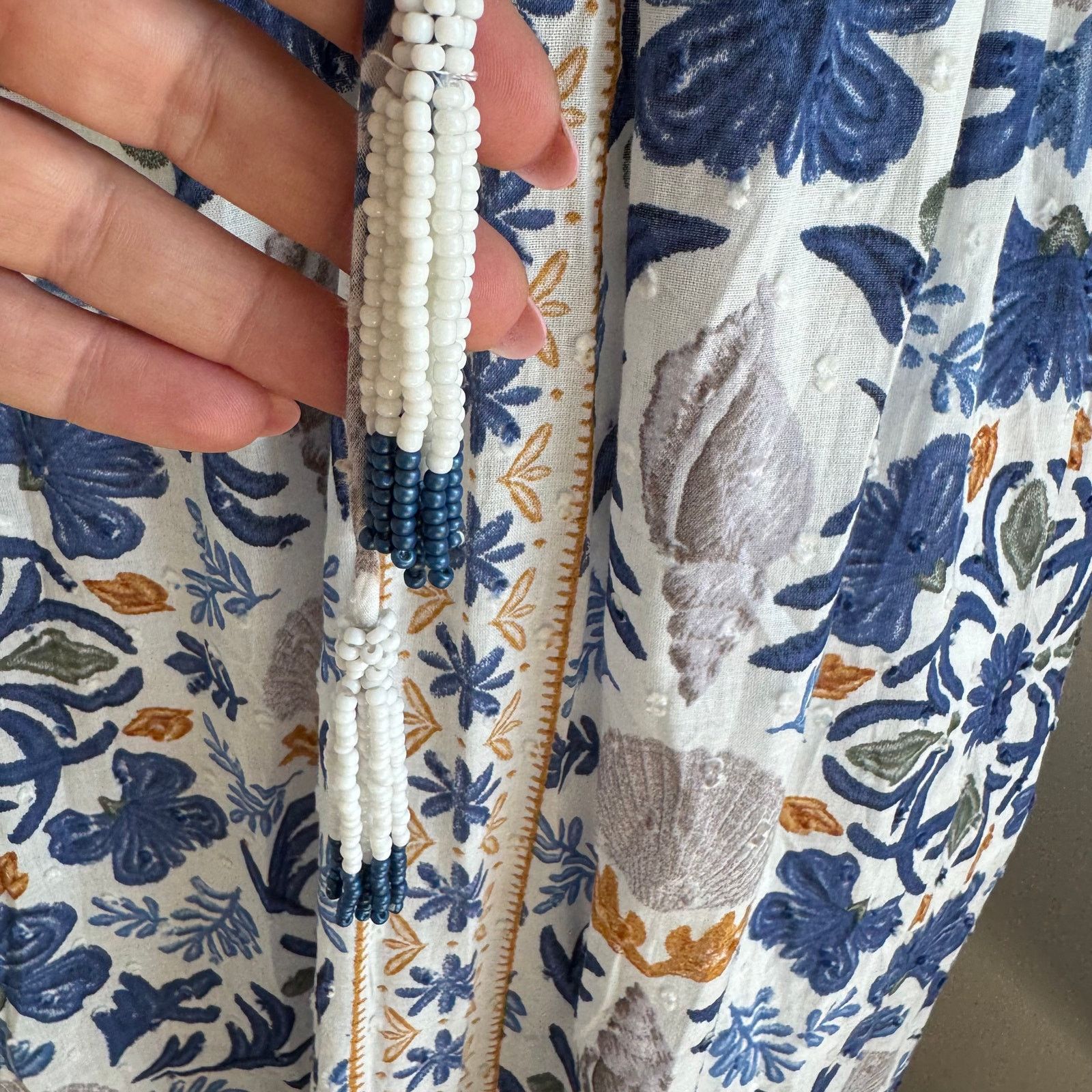 CAROLINE CONSTAS Caroline Constas Blue Floral Tapestry Ruffle Maxi Dress Size XS / US 0-2 / IT 36-38 - 7 Thumbnail