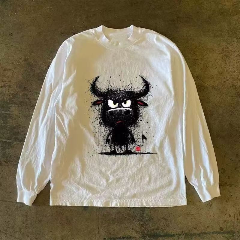 Japanese Brand White retro cow print long-sleeved t-shirt Size US M / EU 48-50 / 2 - 1 Thumbnail