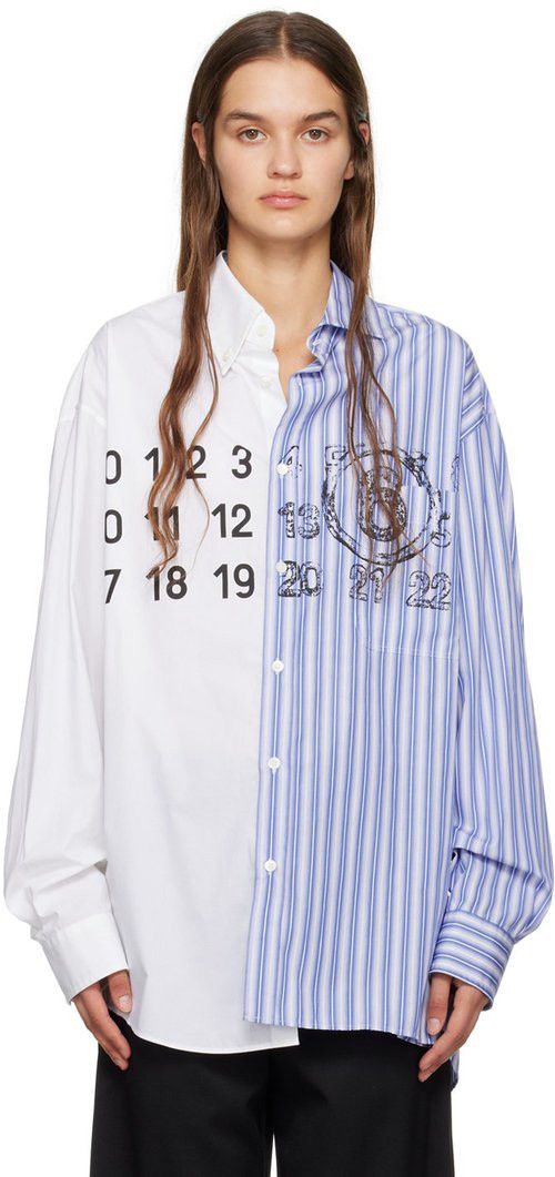 image of Avant Garde x Maison Margiela ds! Ss23 Maison Margiela Spliced Numbers Reconstructe Shirt in Blue W