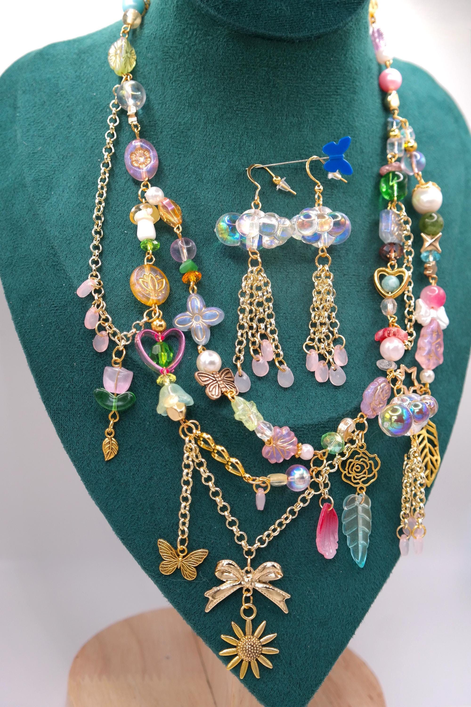 Handmade Gold April Showers Fairy Necklace & Earrings Set Size ONE SIZE - 8 Thumbnail
