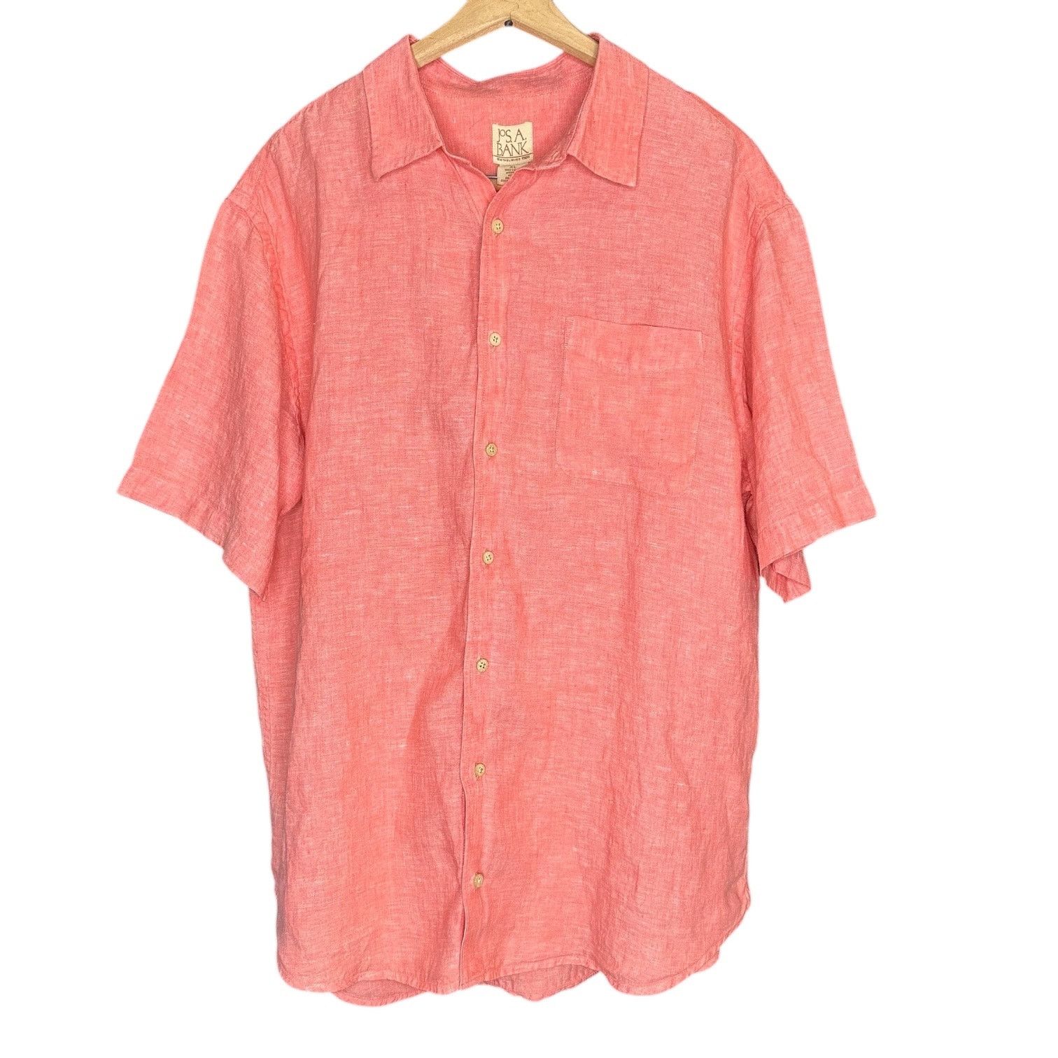 Jos. A. Bank Jos A Bank 100% Linen Short Sleeve Button Shirt XL Size US XL / EU 56 / 4 - 1 Thumbnail