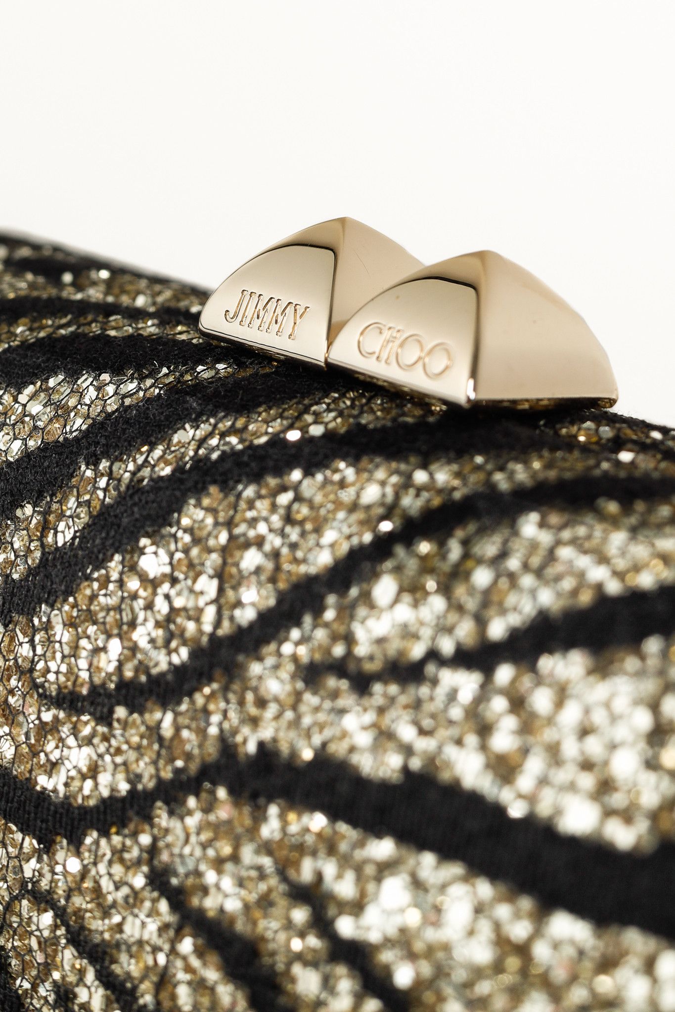 Jimmy Choo Jimmy Choo Gold & Black Glitter Zebra Stud-Clasp Clutch Size ONE SIZE - 7 Thumbnail