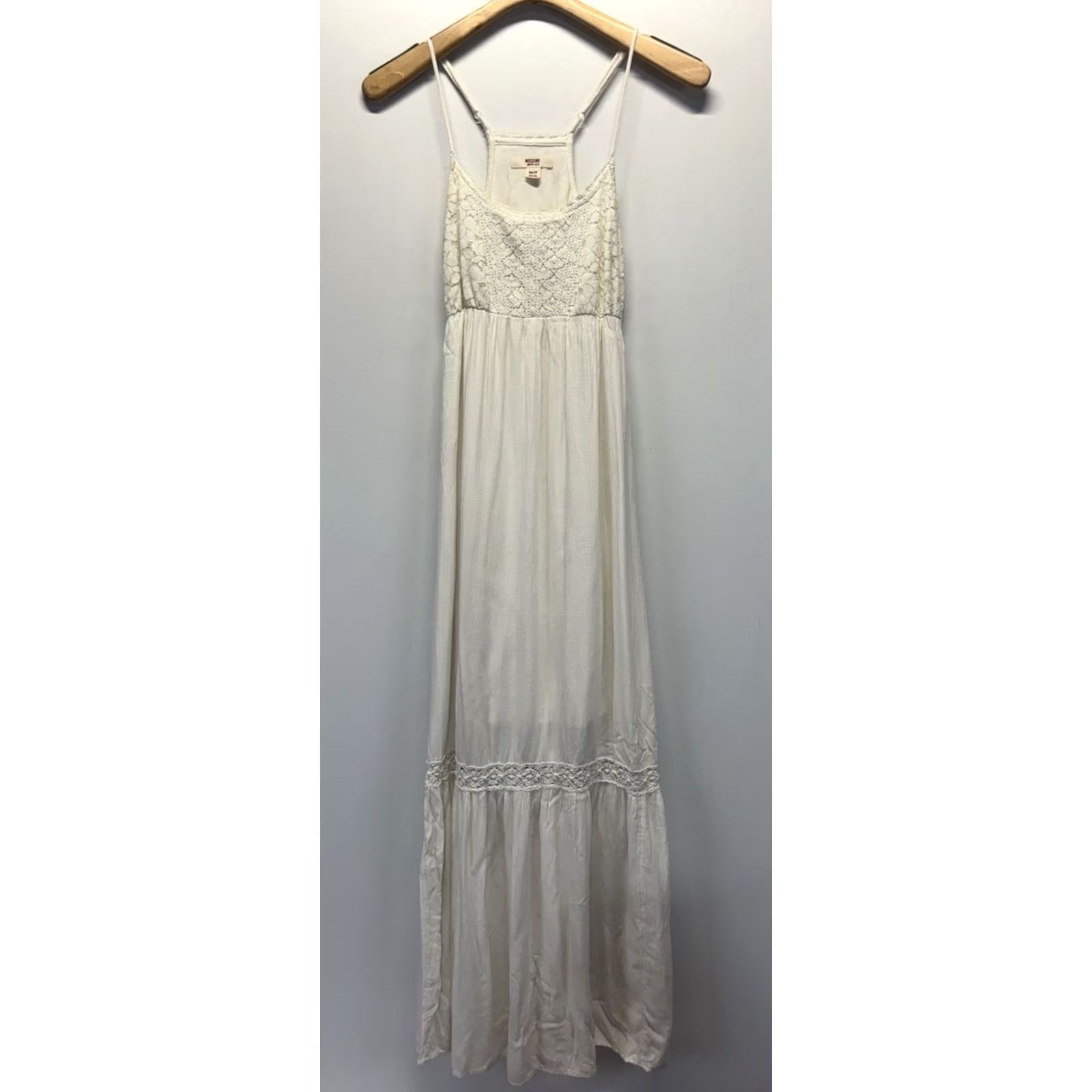 Mossimo VINTAGE Mossimo Supply Co XS Boho Maxi Dress Crochet Style Sundress Summer Festival Women XS Ivory Rayon Long Boho Maxi Dress Womens Size XS / US 0-2 / IT 36-38 - 2 Thumbnail