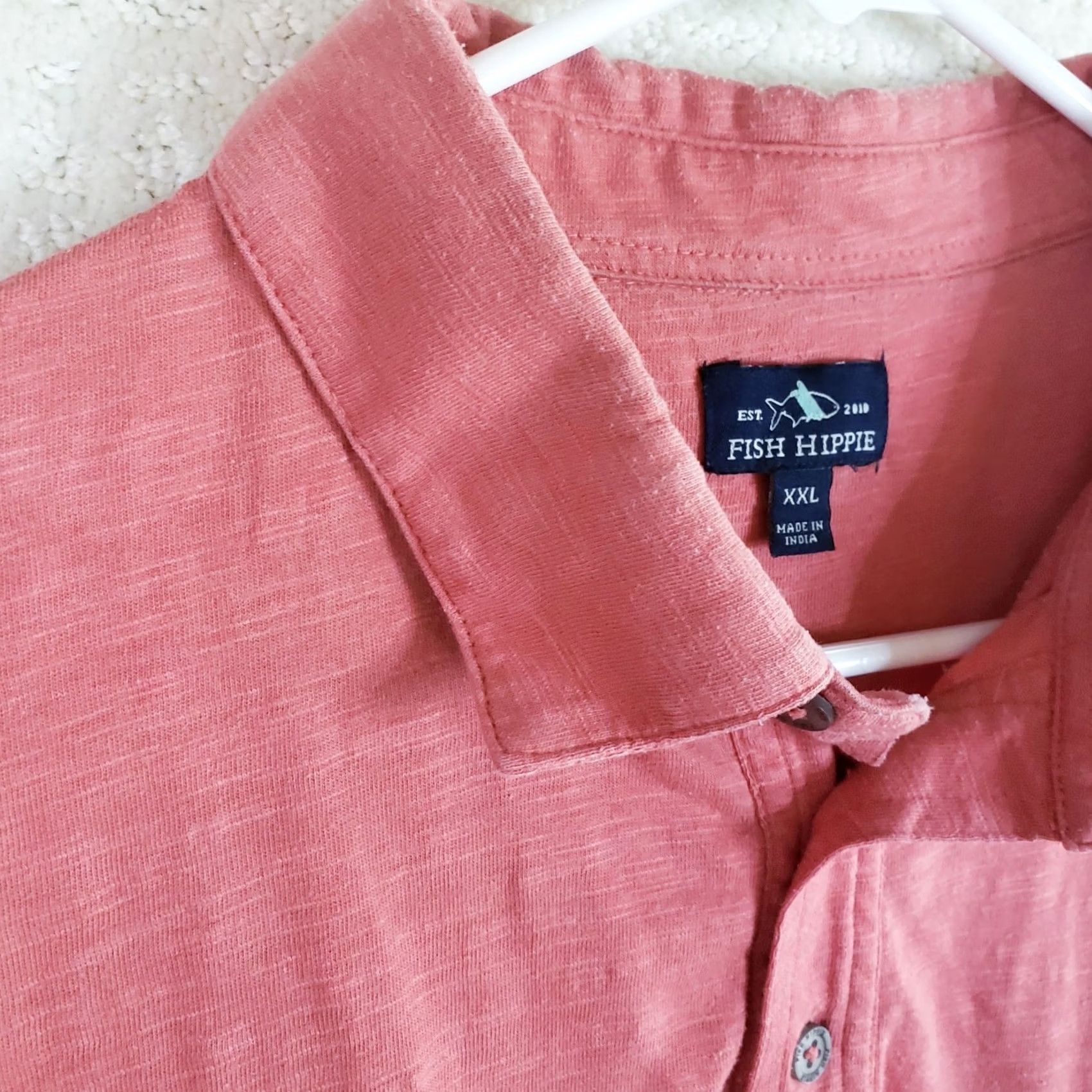 Vintage Fish Hippie Striped Golf Polo Shirt SSleeve Pima Stretch Mens XXL Pink Heathered Size US XXL / EU 58 / 5 - 4 Thumbnail