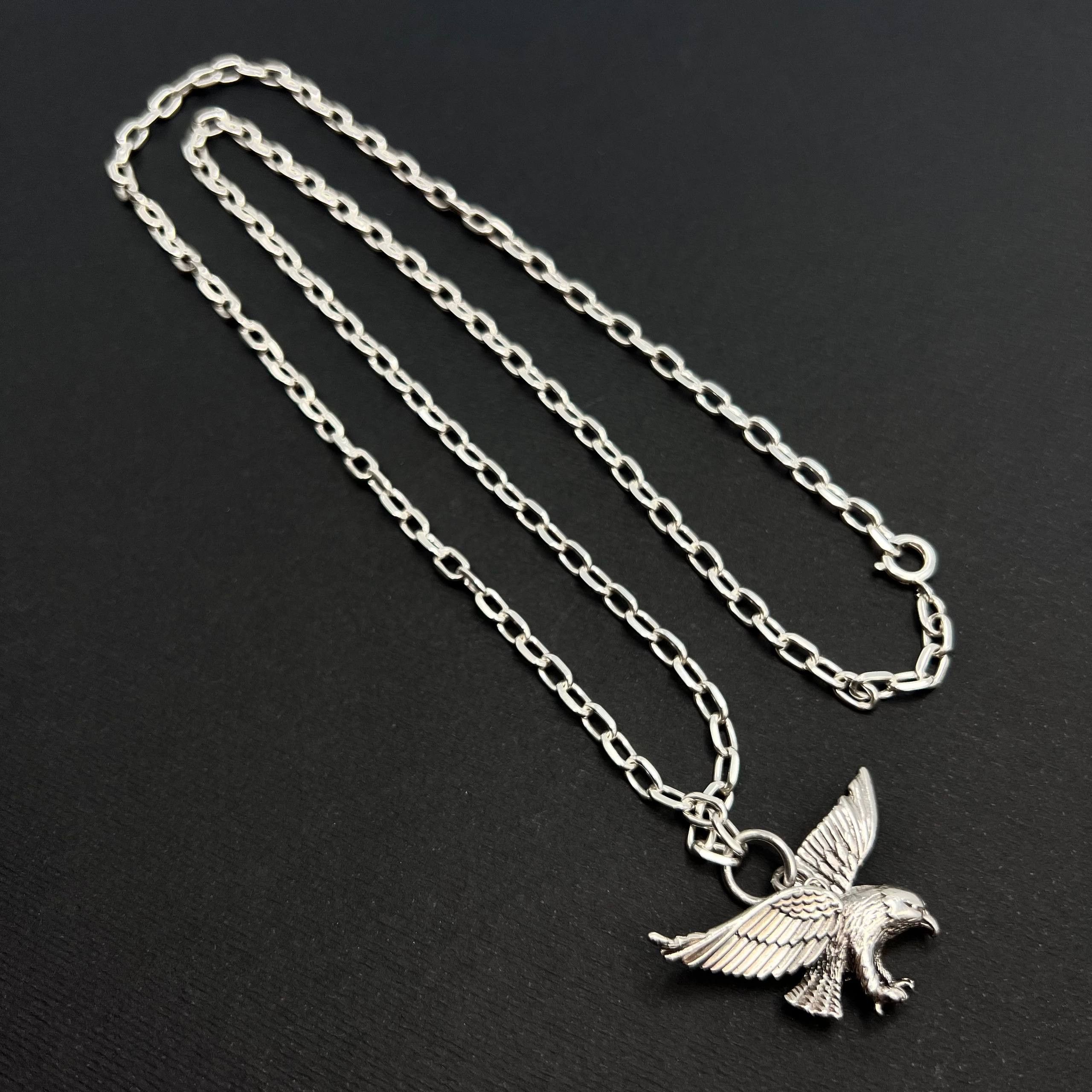 Sterling Silver Vintage Men’s 925 Sterling Silver Eagle Pendant Chain 23.6g Size ONE SIZE - 5 Thumbnail