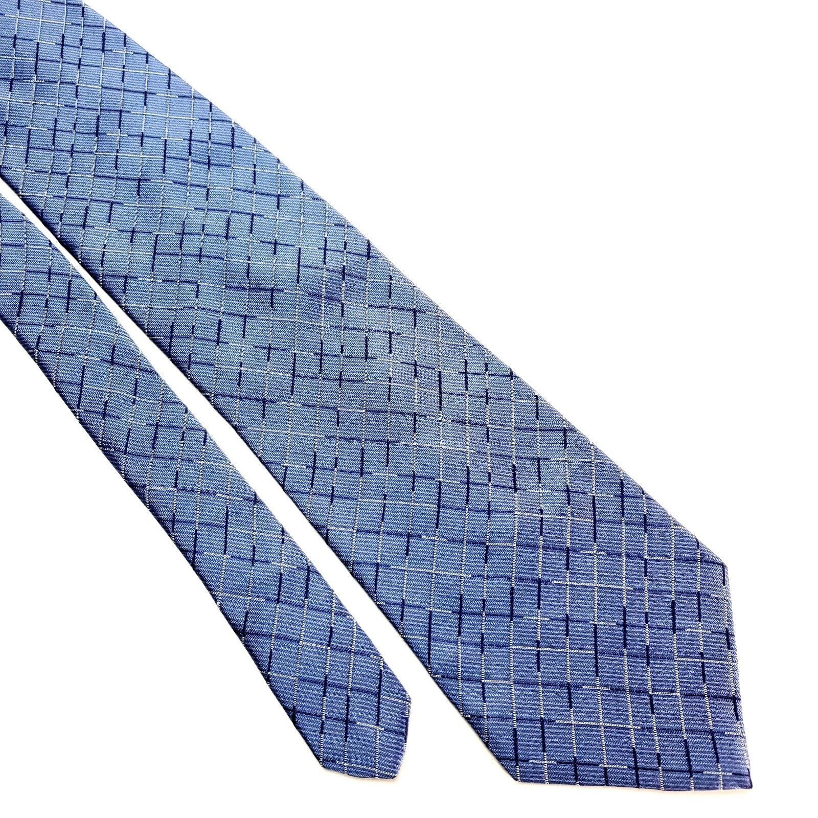 Calvin Klein Calvin Klein Silk Tie Blue Woven Plaid Size ONE SIZE - 1 Thumbnail