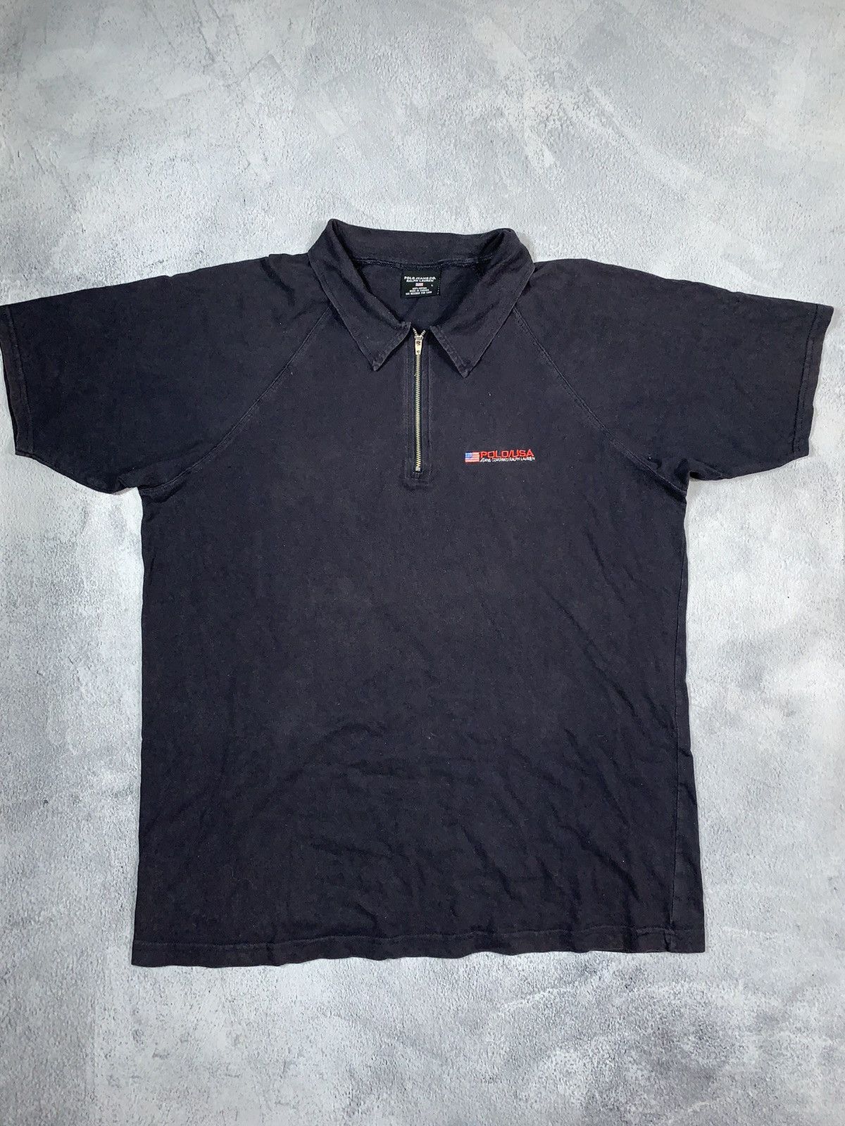 Polo Ralph Lauren × Vintage Vintage 90s Polo USA faded zip 1/4 polo tee streetwear sizeL Size US L / EU 52-54 / 3 - 1 Thumbnail