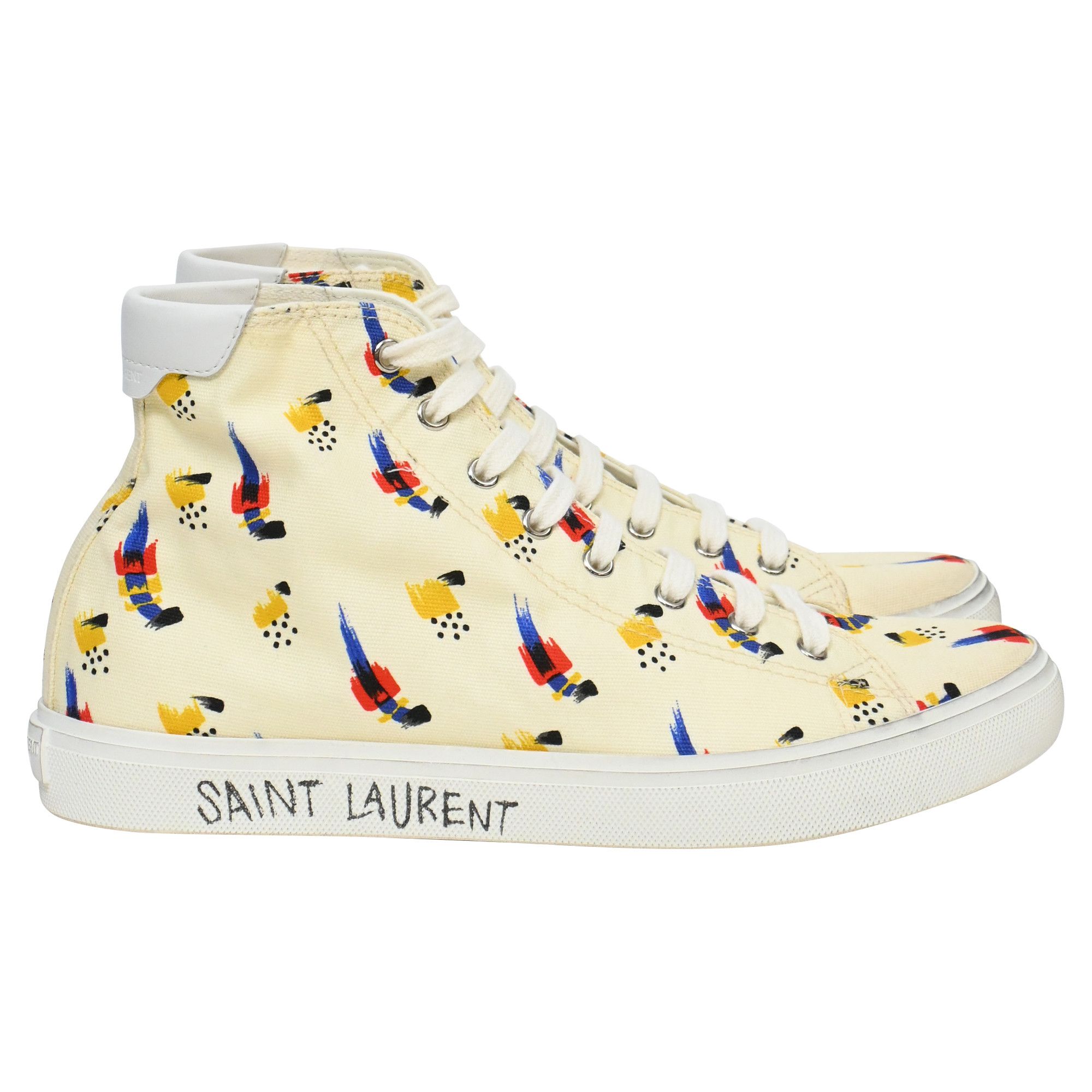Saint Laurent Paris Saint Laurent Malibu Mid Top Sneakers in Multicolor Canvas Size US 8.5 / EU 41-42 - 1 Thumbnail