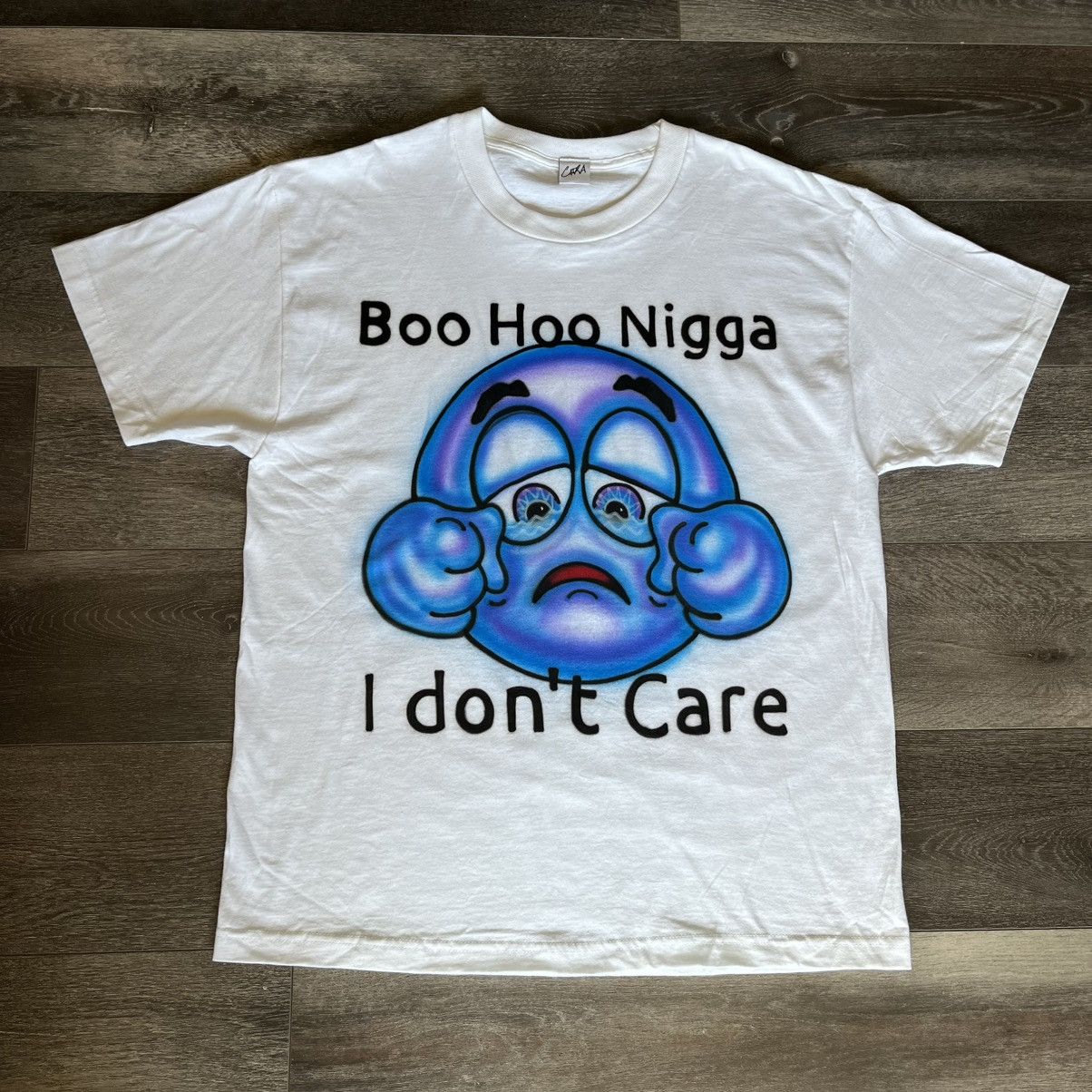 Pre-owned Grailed Boo Hoo Ngga I Don't Care Emoji Big Graphic T Shirt Caira In White