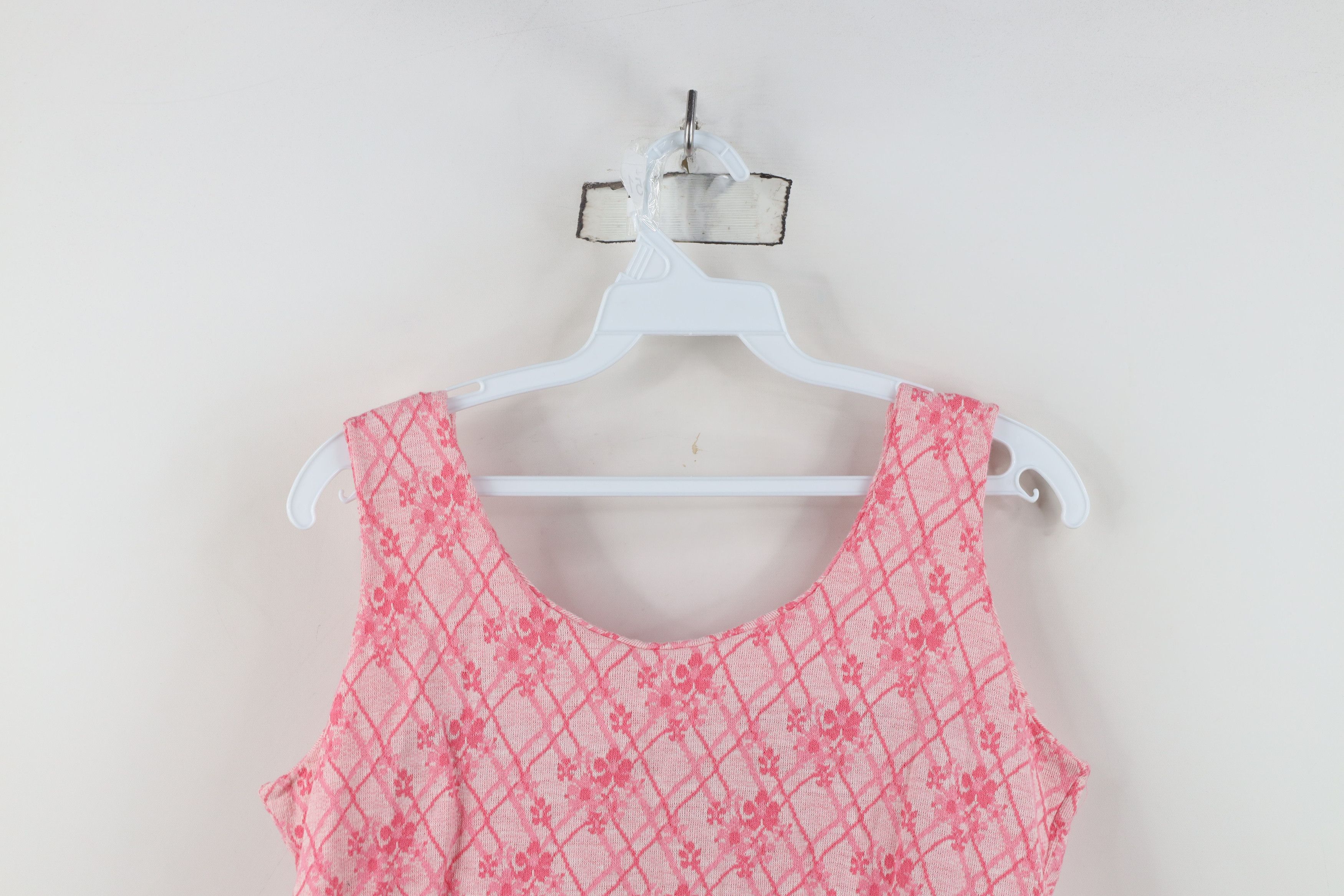 Vintage Vintage 70s Streetwear Flower Knit Tank Top T-Shirt Pink USA Size M / US 6-8 / IT 42-44 - 10 Thumbnail